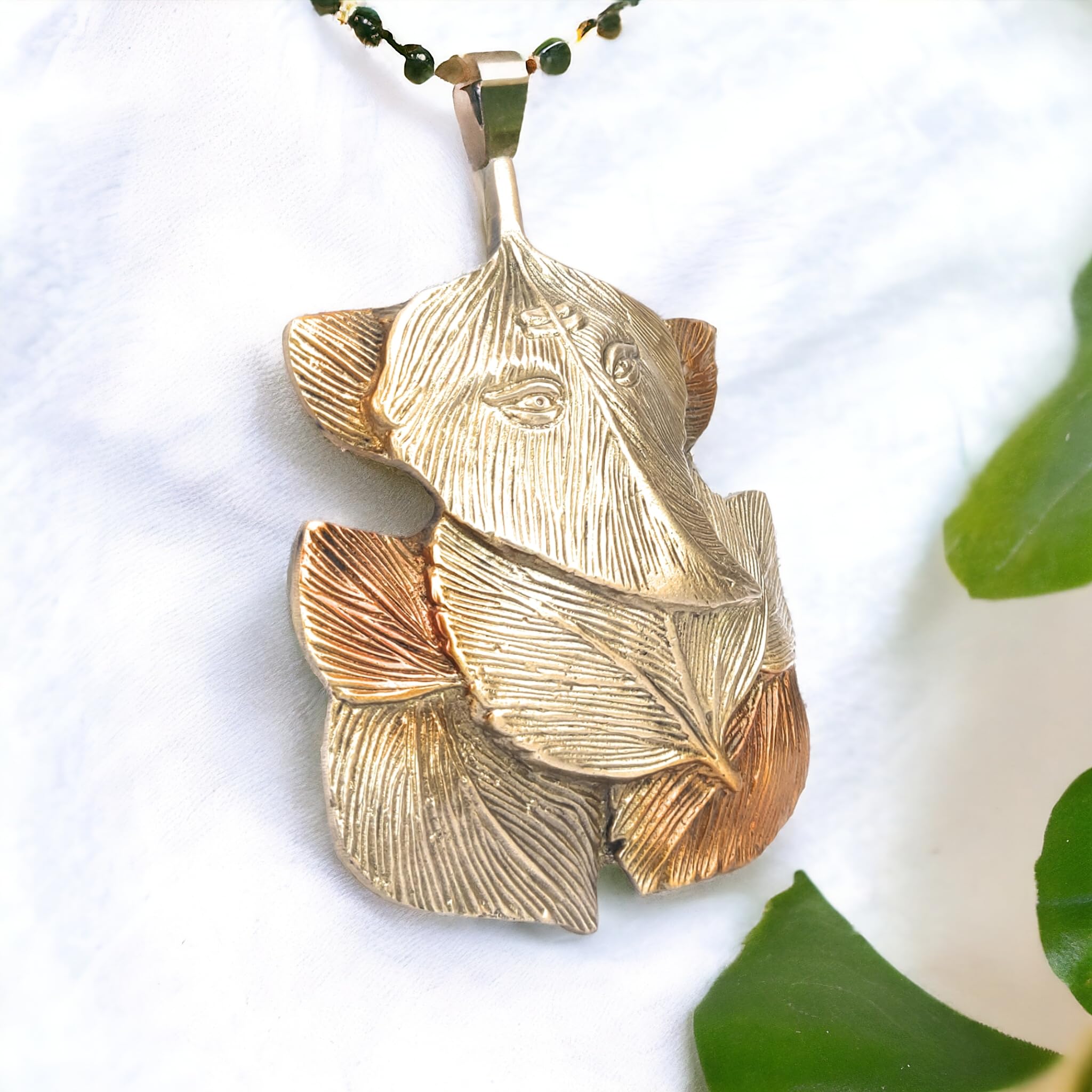 Blissful Decor Brass Pipal Leafs Ganesha Ganpati Idol Ganesha Wall Hanging Hanging Patta Ganesh Ji Ganesha Wall Sculpture Modern