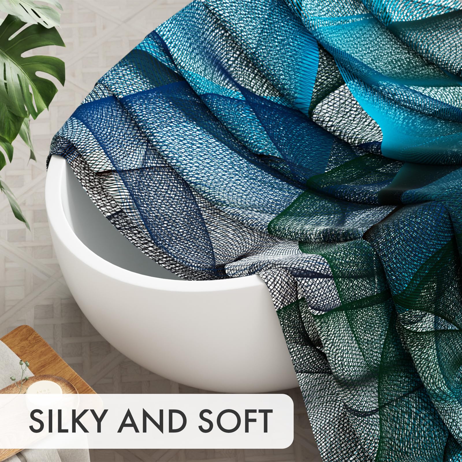 AmazerBath Shower Curtain Blue  Abstract Black Striped Cloth Shower Curtain Sets with 12 Shower Curtain Hooks  Luxury Rustic Fabric Washable Shower Curtain for Bathroom Home Decor  72x72 Inches
