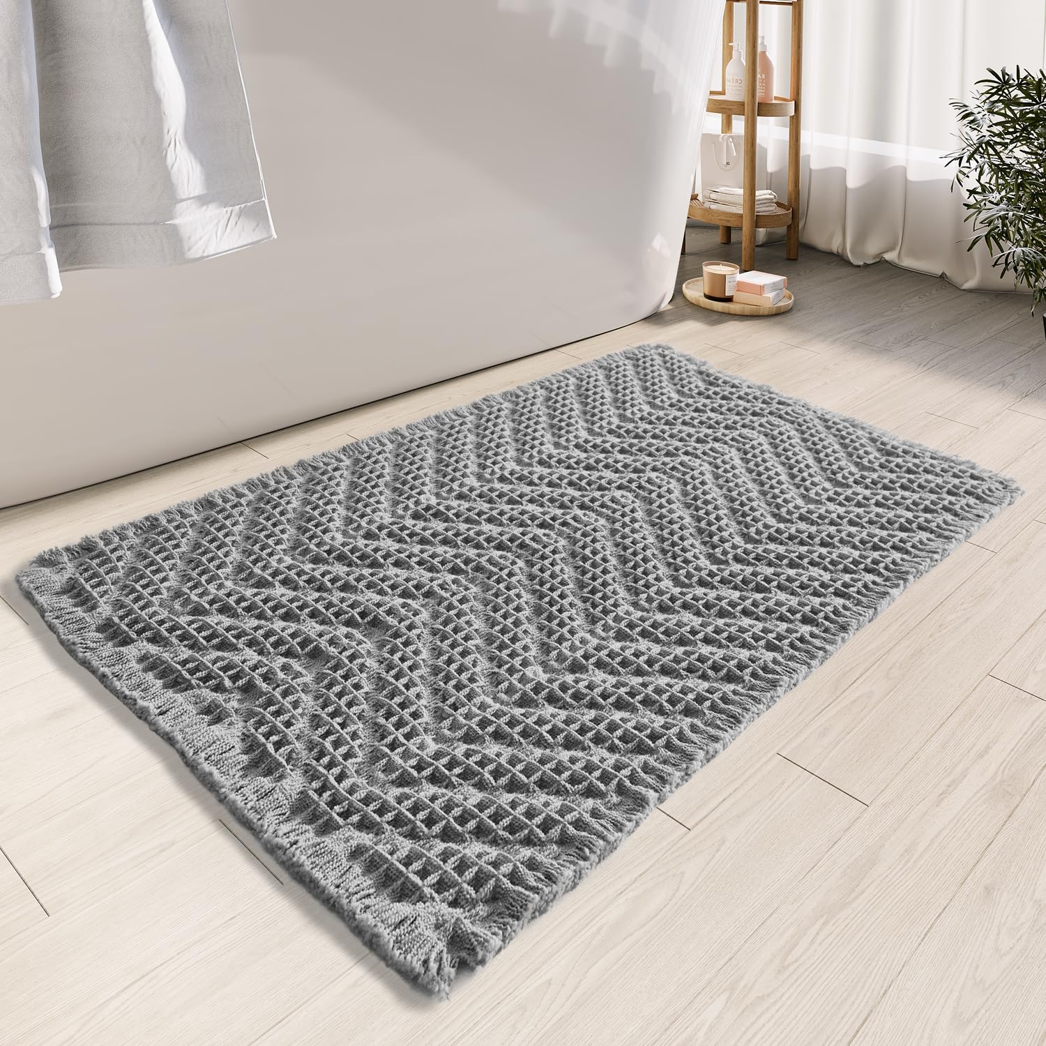 Bululom Bathroom Rugs Mat,Upgraded Waffle Bath Mat,Super Absorbent Non Slip Bath Rugs,Machine Washable Bathroom Rugs For Bathroo