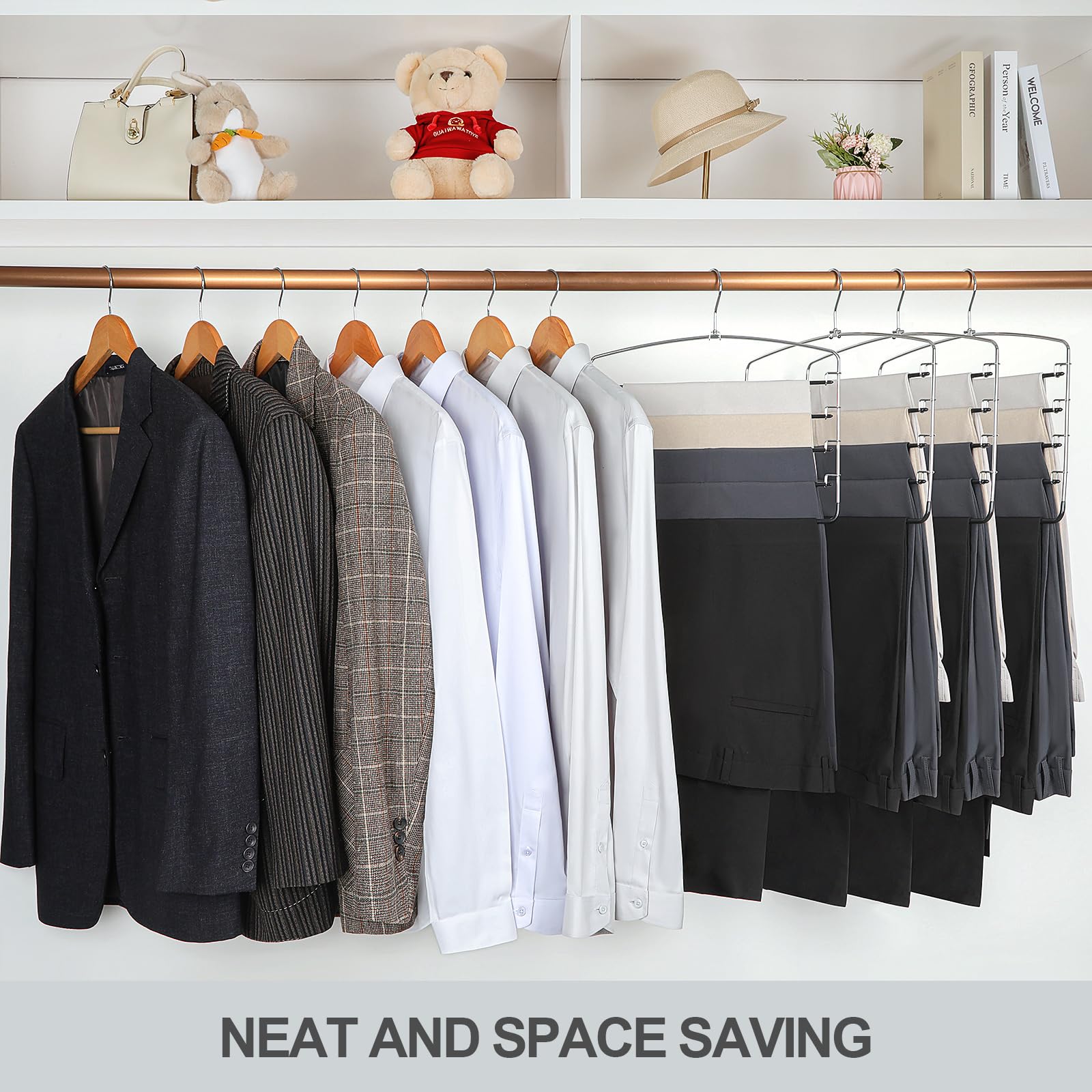 Topia Hanger Pant Hangers 3 Pack Hanger Space Saving Non Slip 5 Tier Swing Arm Pants Space Saving Hanger Closet Organizer For Pa