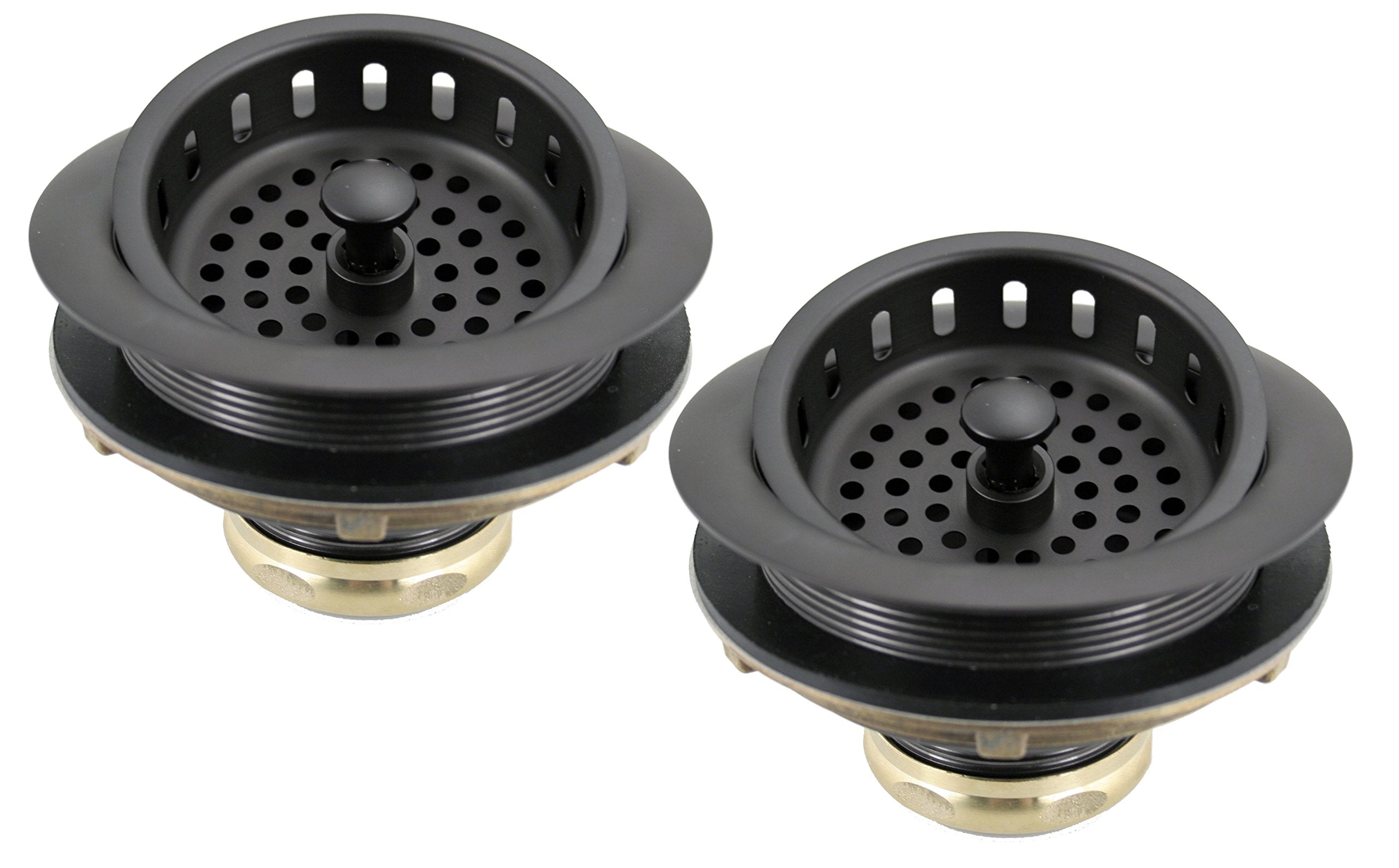 Westbrass D2145-12 3-1/2'' Post Style Large Kitchen Sink Basket Strainer, Oil Rubbed Bronze (2-Pack)