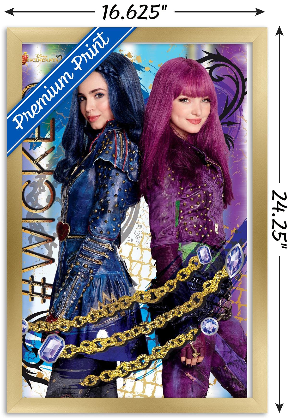 Trends International Disney Descendants 2 - Wicked Wall Poster, 14.725'' X 22.375'', Gold Framed Version