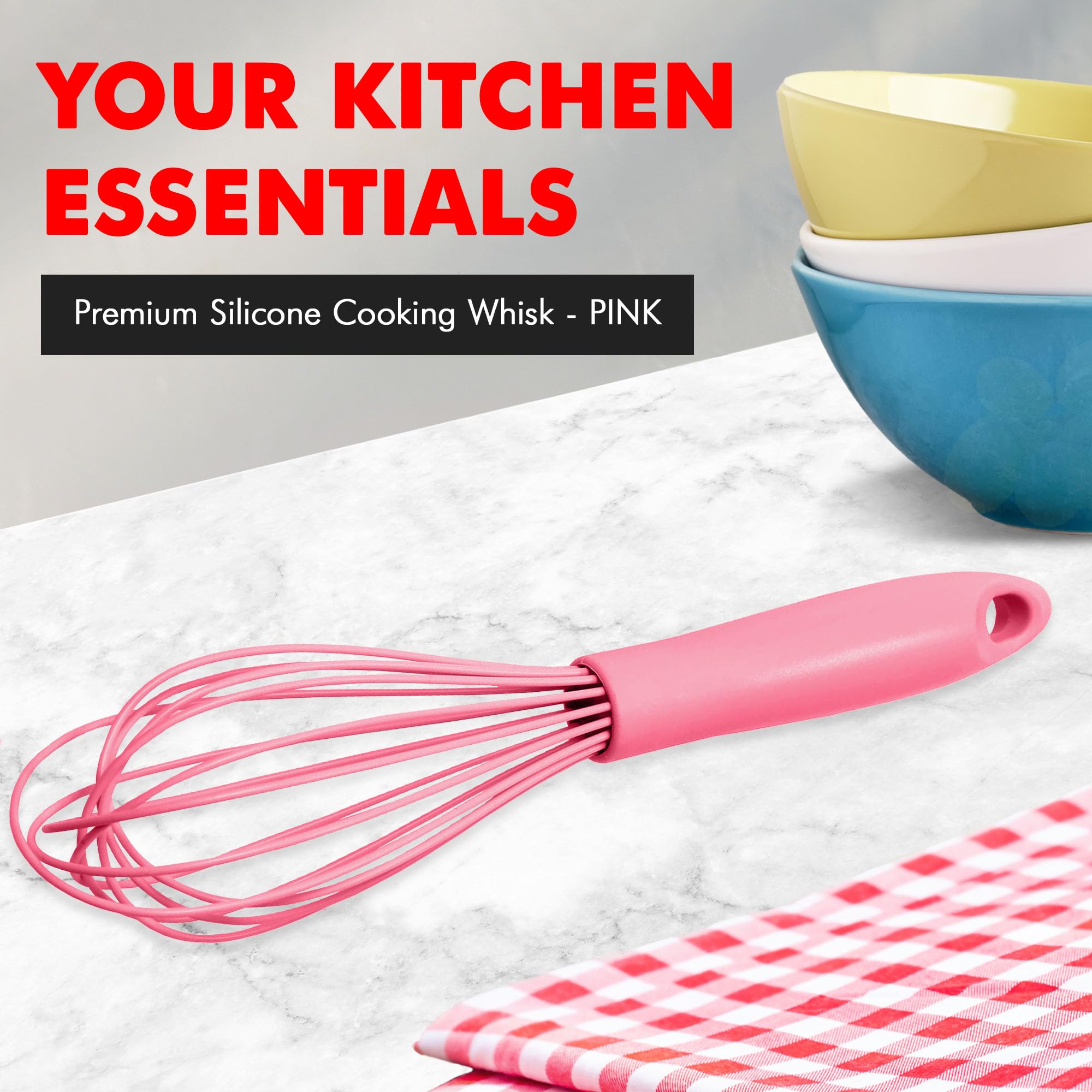 Chef Craft Premium Silicone Wire Cooking Whisk, 10.5 Inch, Pink