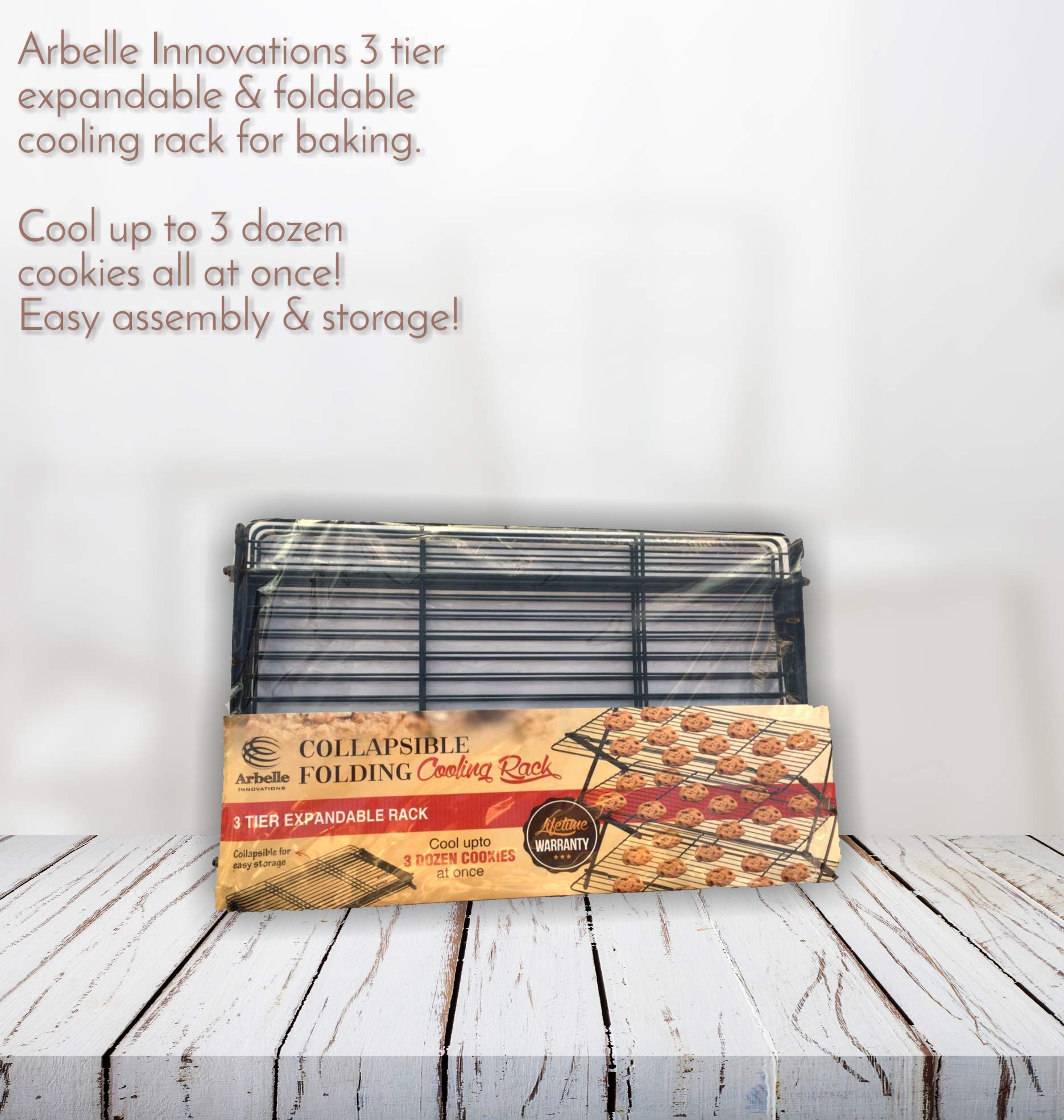 3-Tier Collapsible Cooling Rack For Baking - Expandable & Foldable Cookie Cooling Wire Rack - Baking Rack - Foldable Cooling Rac