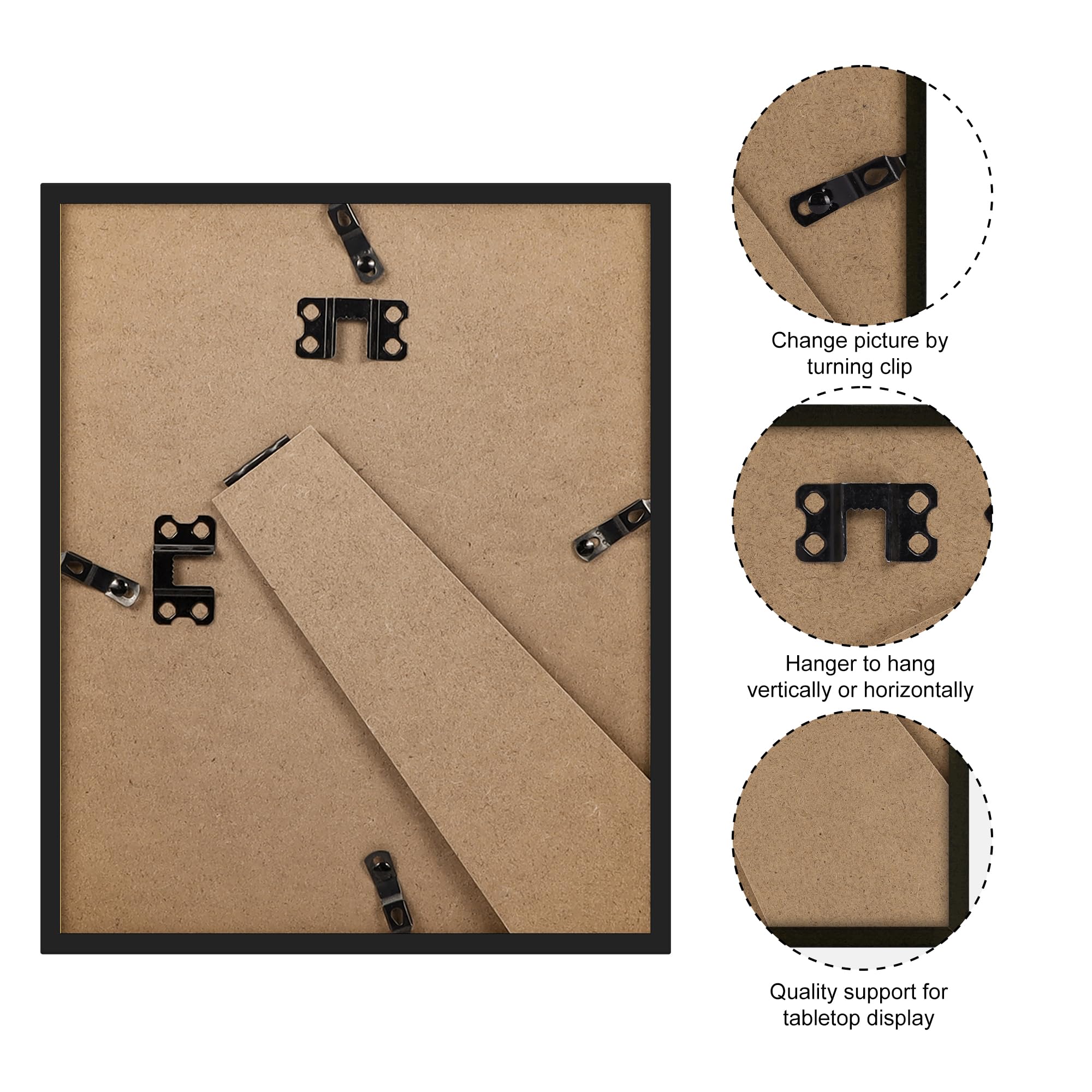 Giftgarden 8.5x11 Picture Frame Walnut Brown, Certificate Award Document Diploma 8.5 by 11 Thin Frame for Wall Tabletop Display,