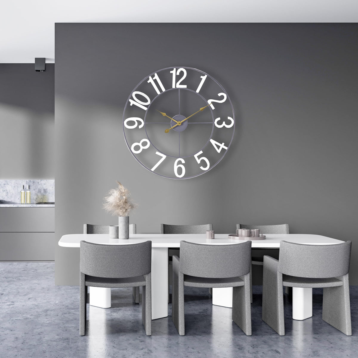 Sorbus 24-Inch Large Wall Clock - Decorative White Metal Clock with Go ...