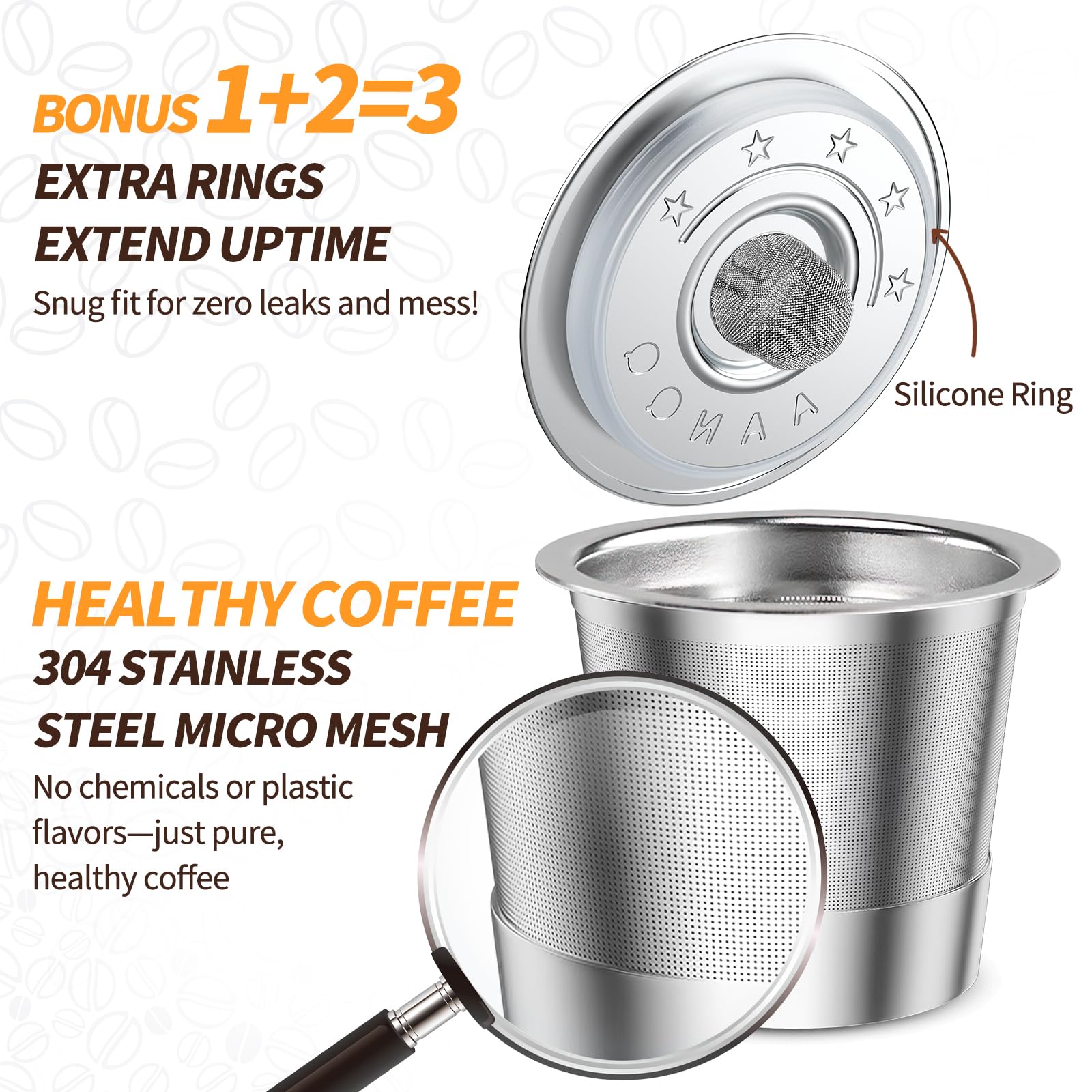 AANQQ Reusable K Cup Coffee Pods for Keurig 1.0, Stainless Steel, Eco-Friendly, Silver, Permanent Filter