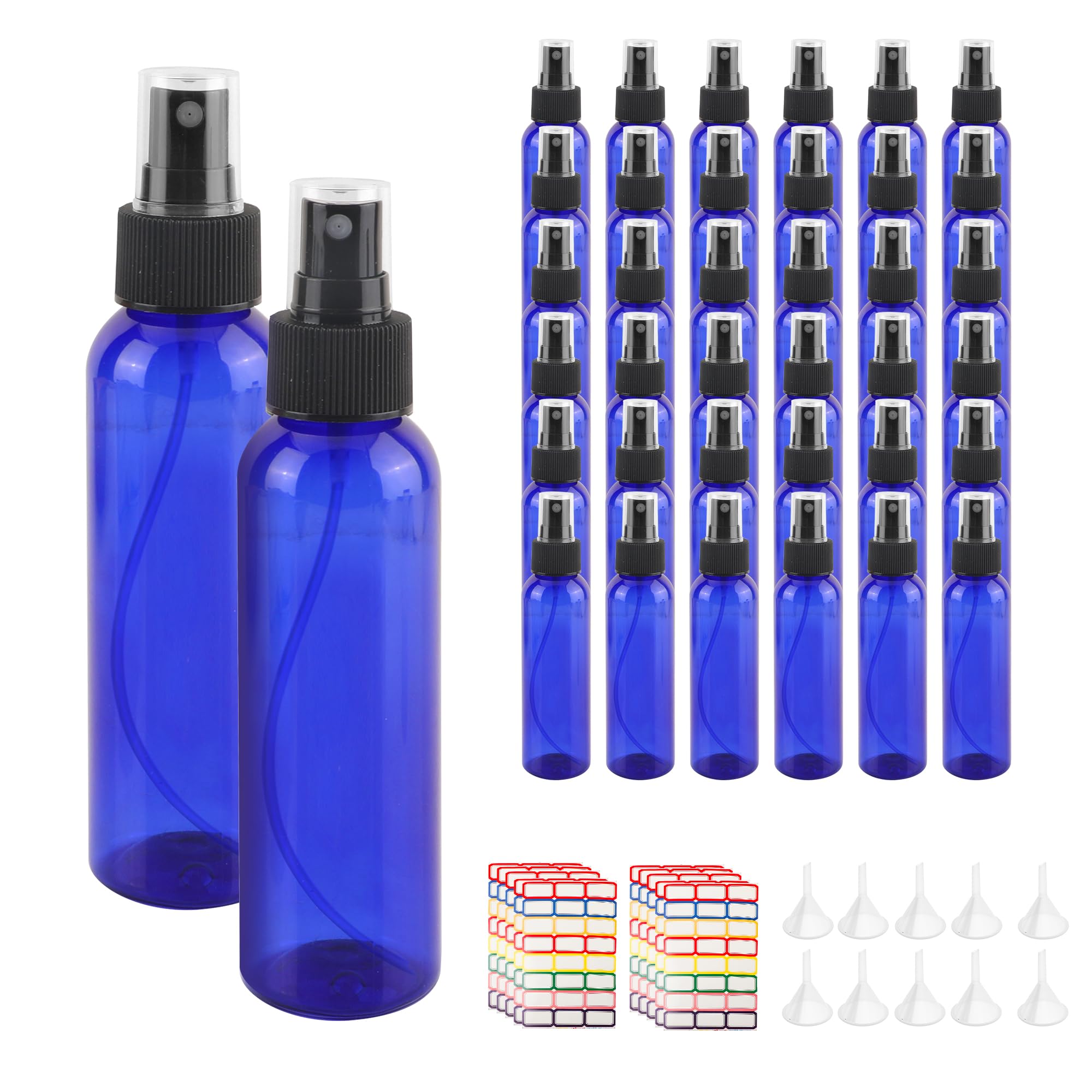 Yeuikerr 36 Pack Blue Small Spray Bottles 4 Oz/120 Ml Plastic Spray Bottles, Fine Mist Empty Small Travel Spray Bottle, Refillab