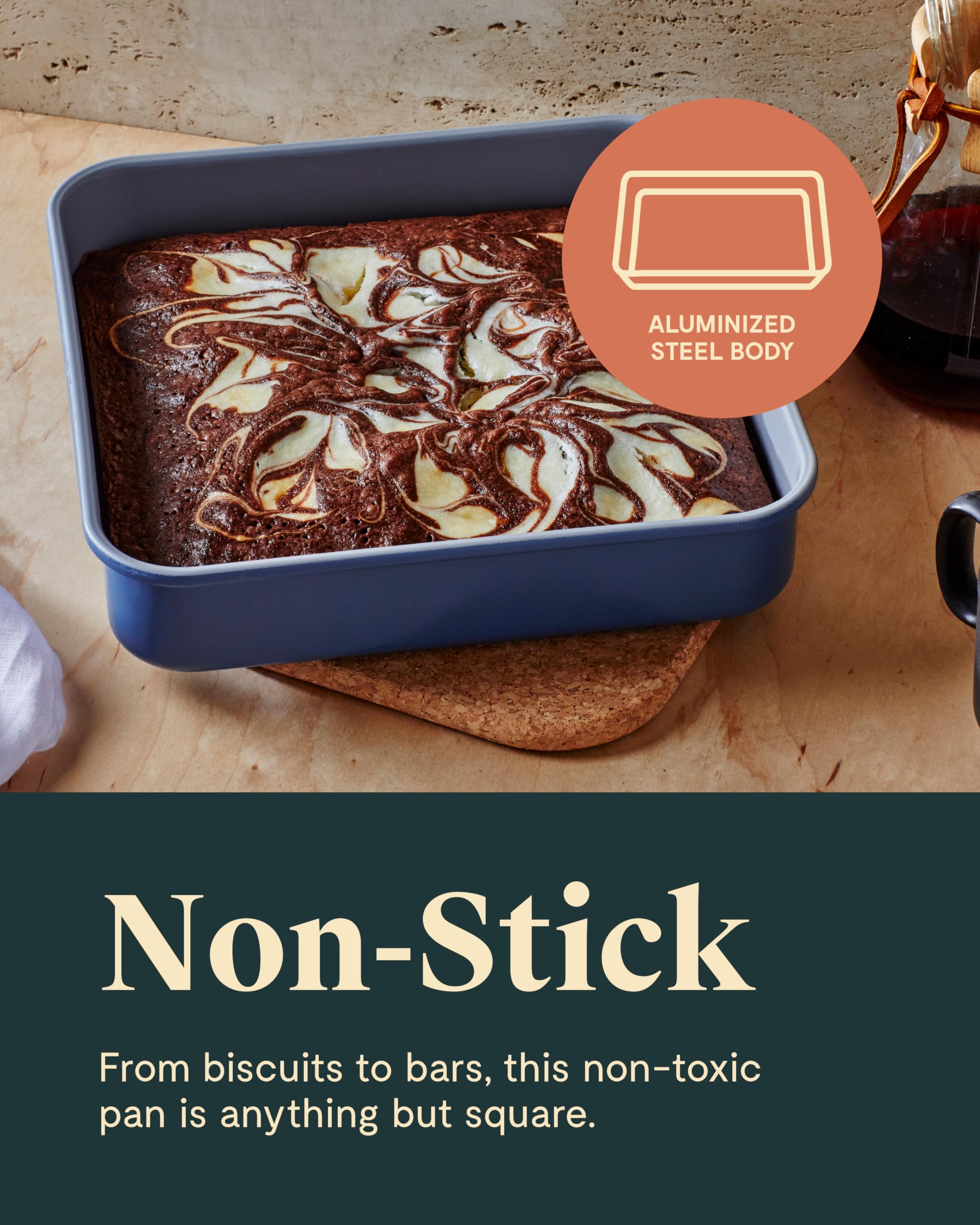 Caraway Non-Stick Ceramic 9? Square Pan - Naturally Slick Ceramic Coating - Non-Toxic  PTFE & PFOA Free - Perfect for Brownies  Lemon Bars  Cakes  & More - Perracotta