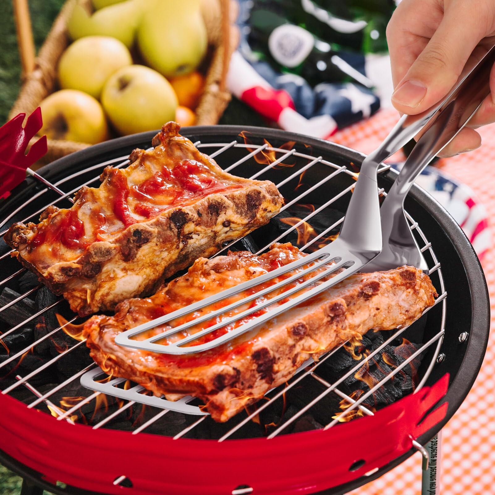 Stainless Steel Spatula Tongs For Cooking Fish Gripper Handy Pizza Clip Slotted Double Spatula Grill Tongs Metal Spatulas For Ki