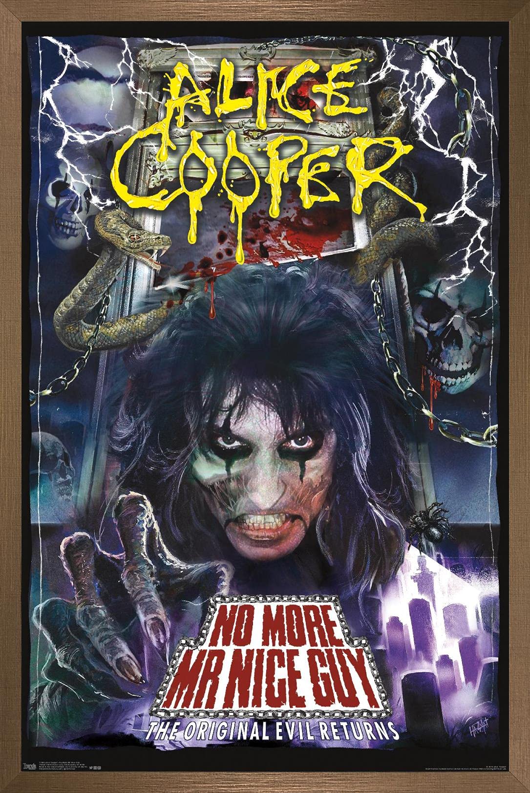 Trends International Alice Cooper - No More Mr. Nice Guy Wall Poster, 22.375'' X 34'', Bronze Framed Version