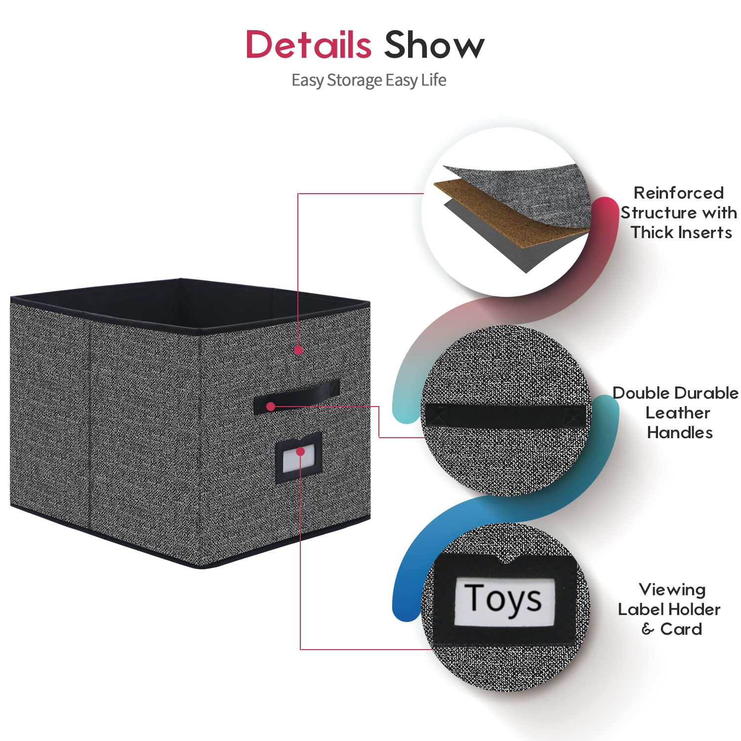 Onlyeasy Extra Large Foldable Cloth Storage Cubes 4 Pack With Label Holders - Fabric Storage Bins Baskets Organizers For Home Of