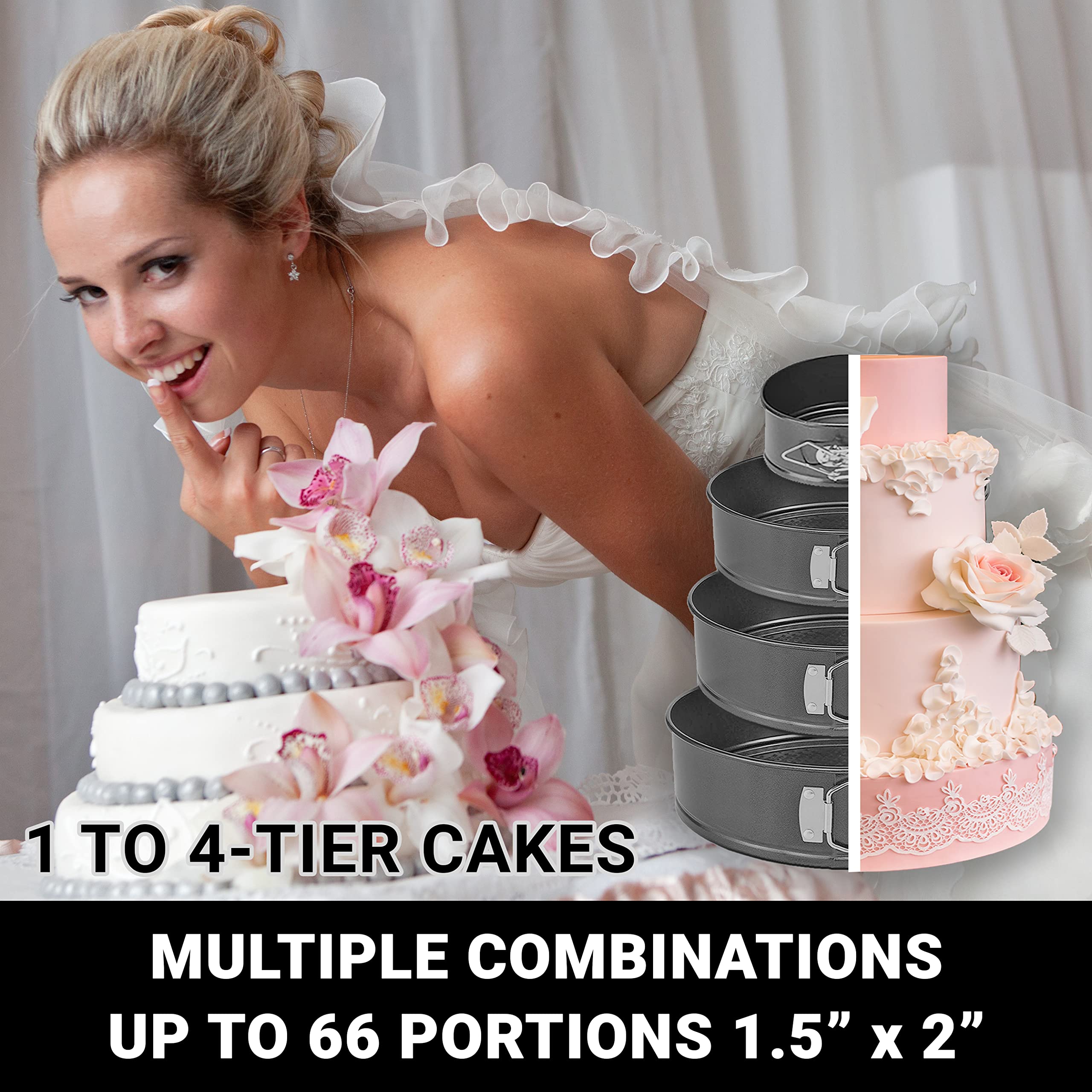 Springform Pan Set Of 4 (4/7/9/11 Inch) With Cake Slicer And Cake Tester | Spring Form Pans For Baking | Nonstick Leakproof Spri