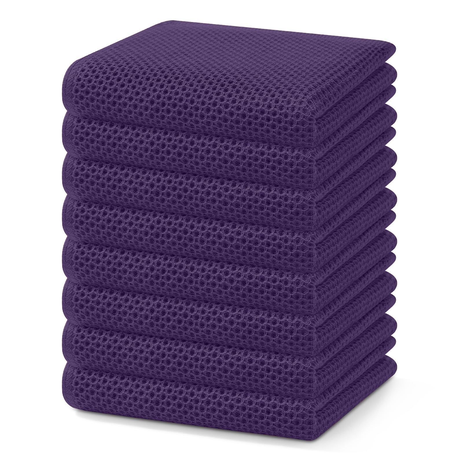 Homaxy 100% Cotton Waffle Weave Kitchen Dish Towels, Ultra Soft Absorbent Quick Drying Cleaning Towel, 13 x 28 Inches, 8-Pack, E