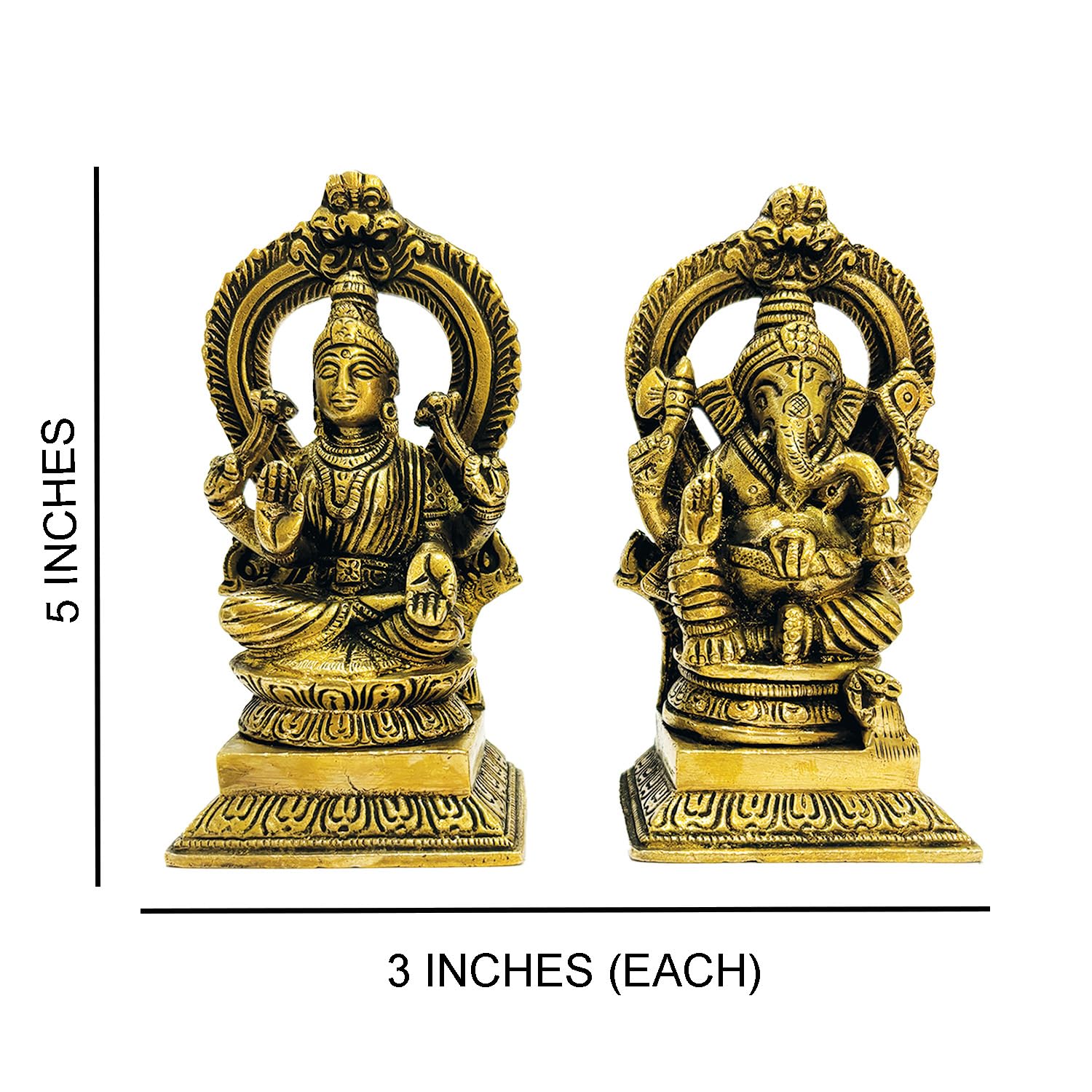 Tapas Homes Brass Ganesha Laxmi Idol Ganesh Lakshmi Bhagwan Murti Sitting Ganpati Statue For Home Office Diwali Puja Dcor Gift 5