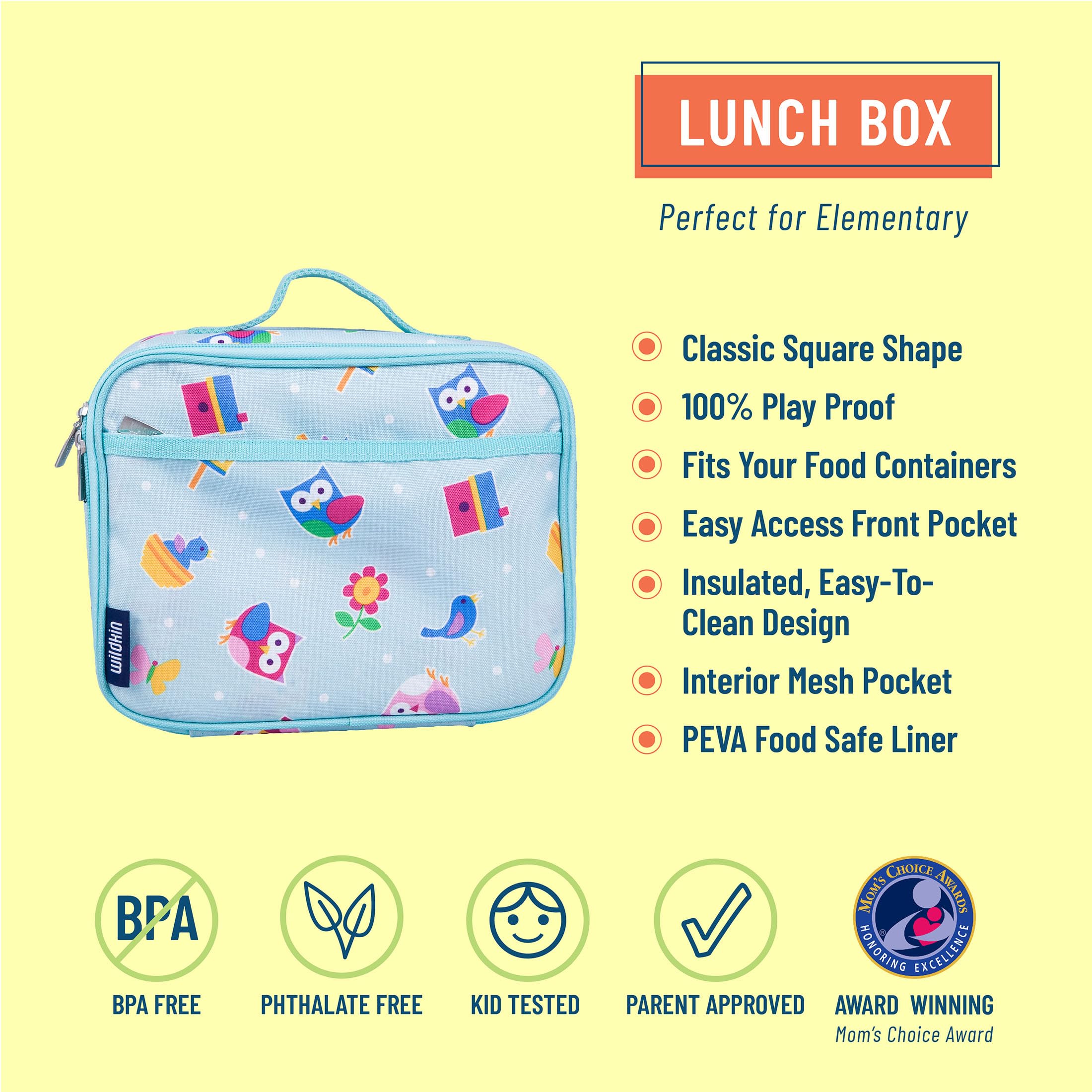 Wildkin Kids Insulated Lunch Box - Durable And Reusable For School & Travel - Birdie