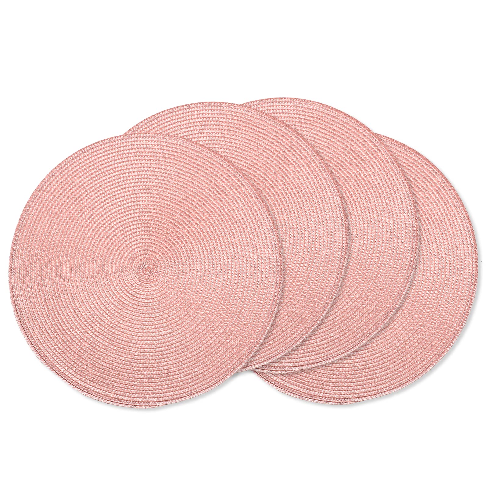 Ahhfsmei Round Braided Placemats 15 Inch Round Table Mats For Dining Tables Natural Woven Heat Resistant Place Mats Set Of 4 (Pi