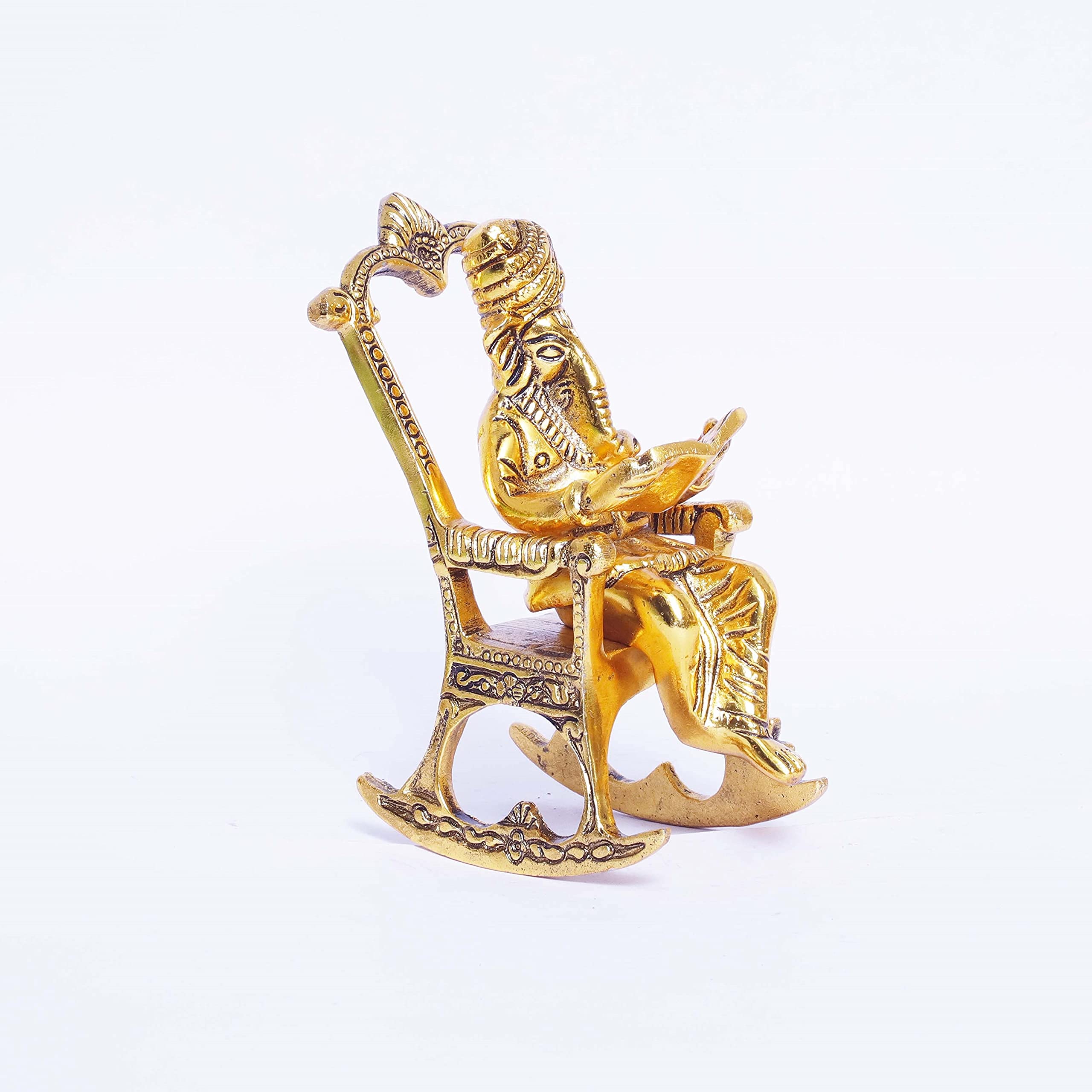 Dreamkraft Metal Chair Ganesh Ganpati Idol With Reading Ramayan Home Decoration And Gifts For Your Love Once