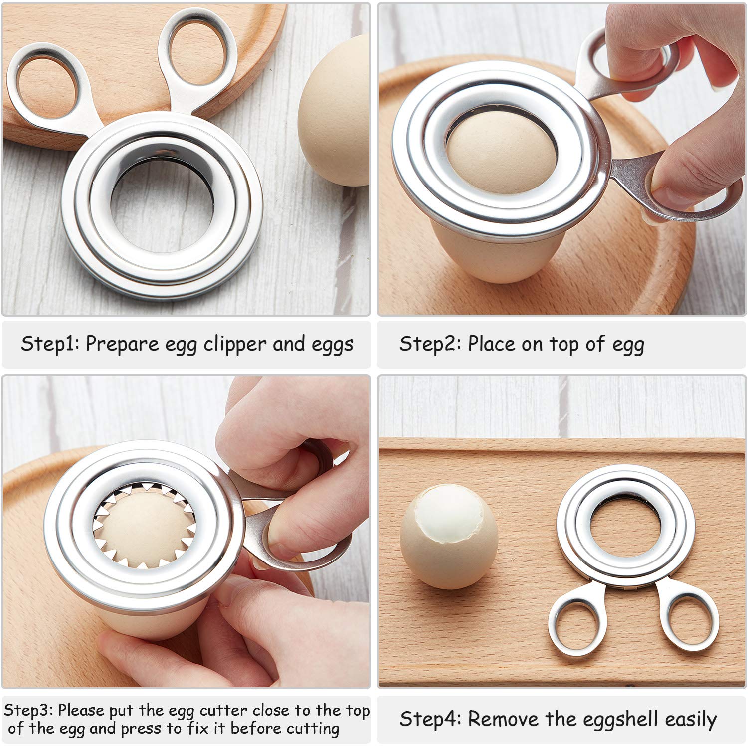2 Pieces Egg Topper Cutter Stainless Steel Boiled Egg Cutter Cracker Egg Shell Scissors Opener For Kitchen Tool Supply
