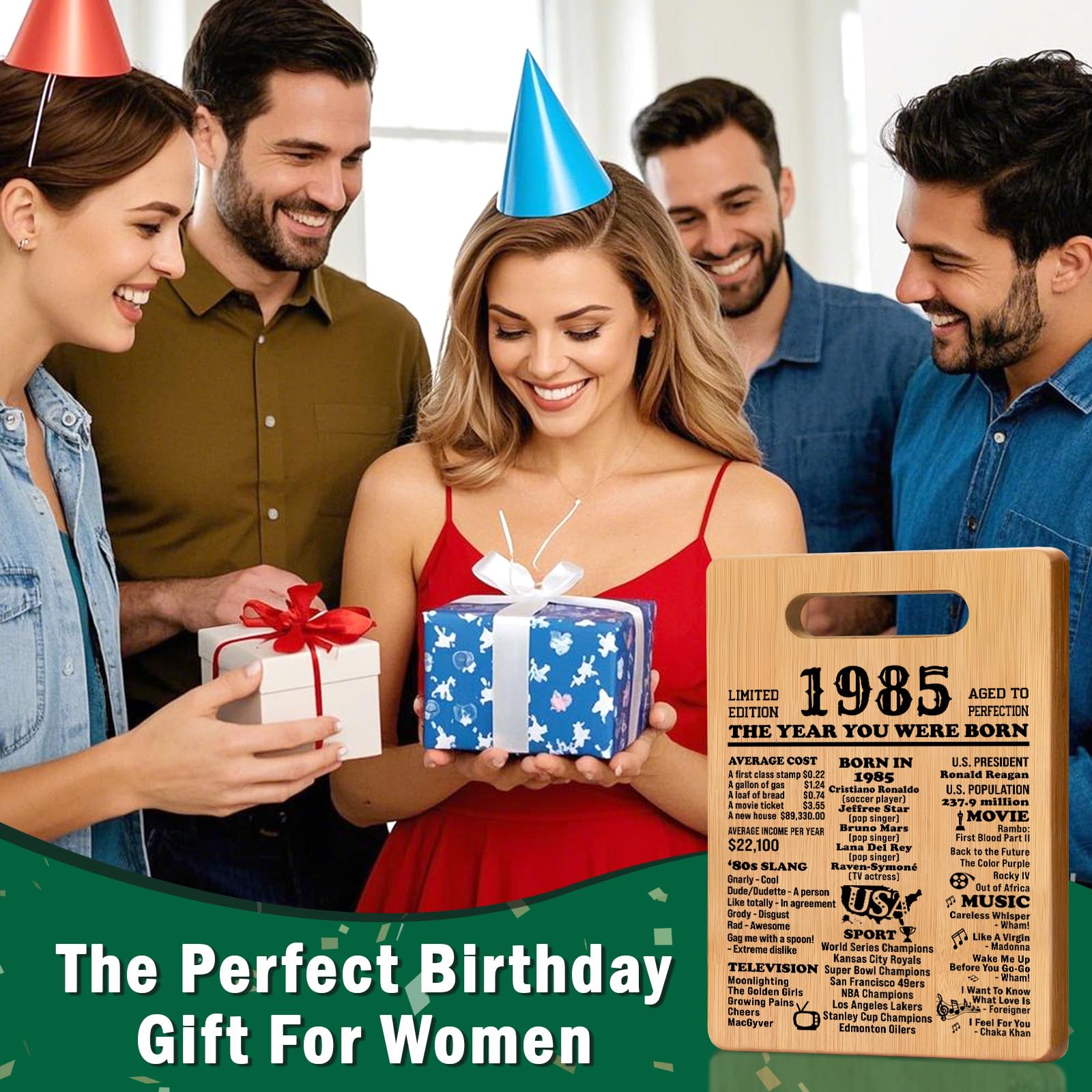 40th Birthday Gifts for Women Men, 1985 Cutting Board 40th Birthday Gifts for Her Him, Happy Birthday 40 Years Old Gifts 40th Bi