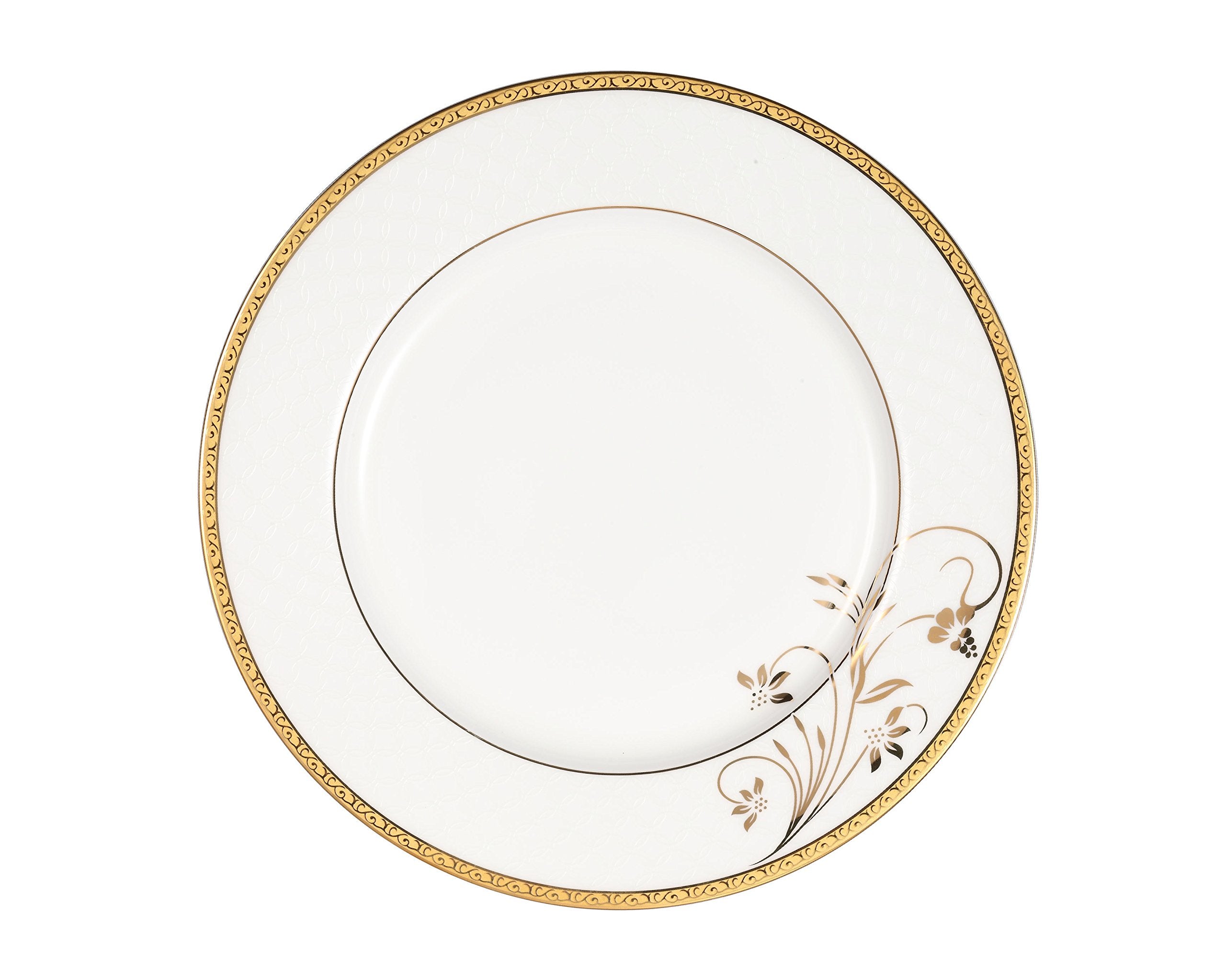 Lorren Home Trends La Luna Bone China 57-Piece 24K Gold Floral Design Dinnerware Set, Service for 8