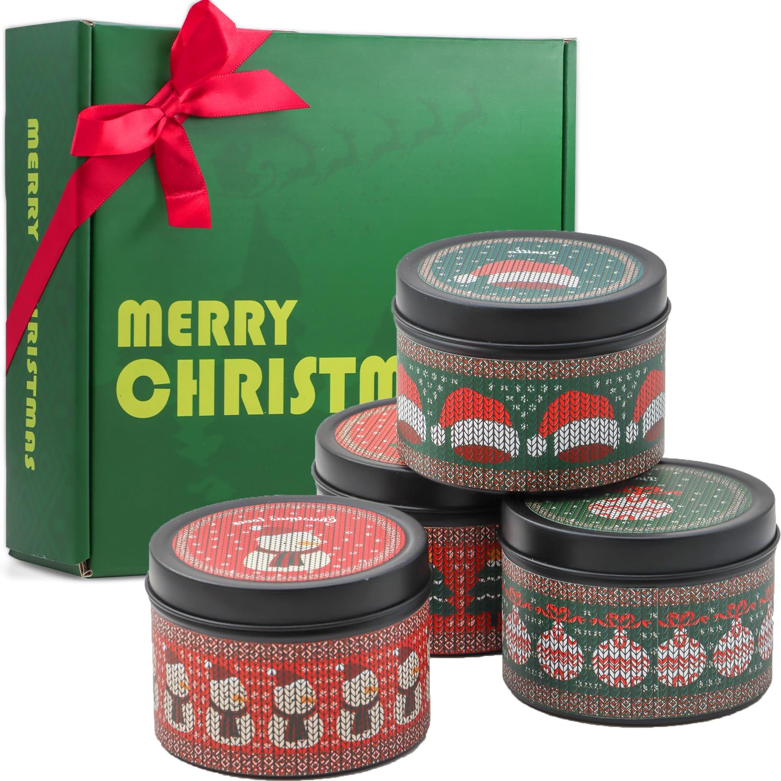 Christmas Candles - Christmas Gifts for Women, Scented Candles Gift Set, Natural Soy Wax Aromatherapy Candle for Home Scented (4