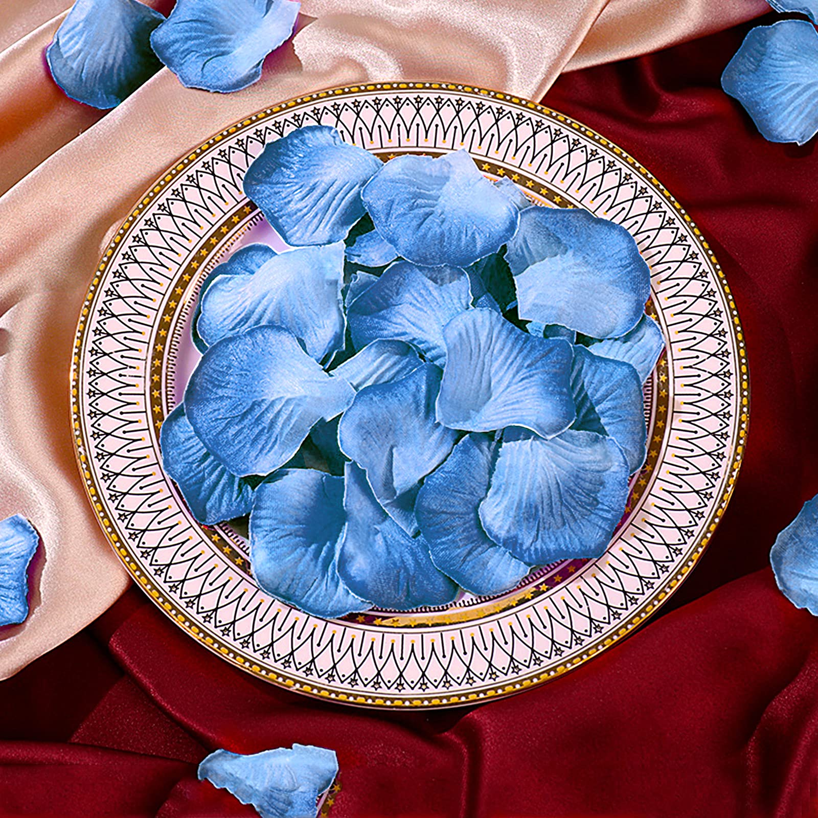 Neo LOONS 1000 Pcs Artificial Silk Rose Petals Decoration Wedding Party Color Blue & Light Blue