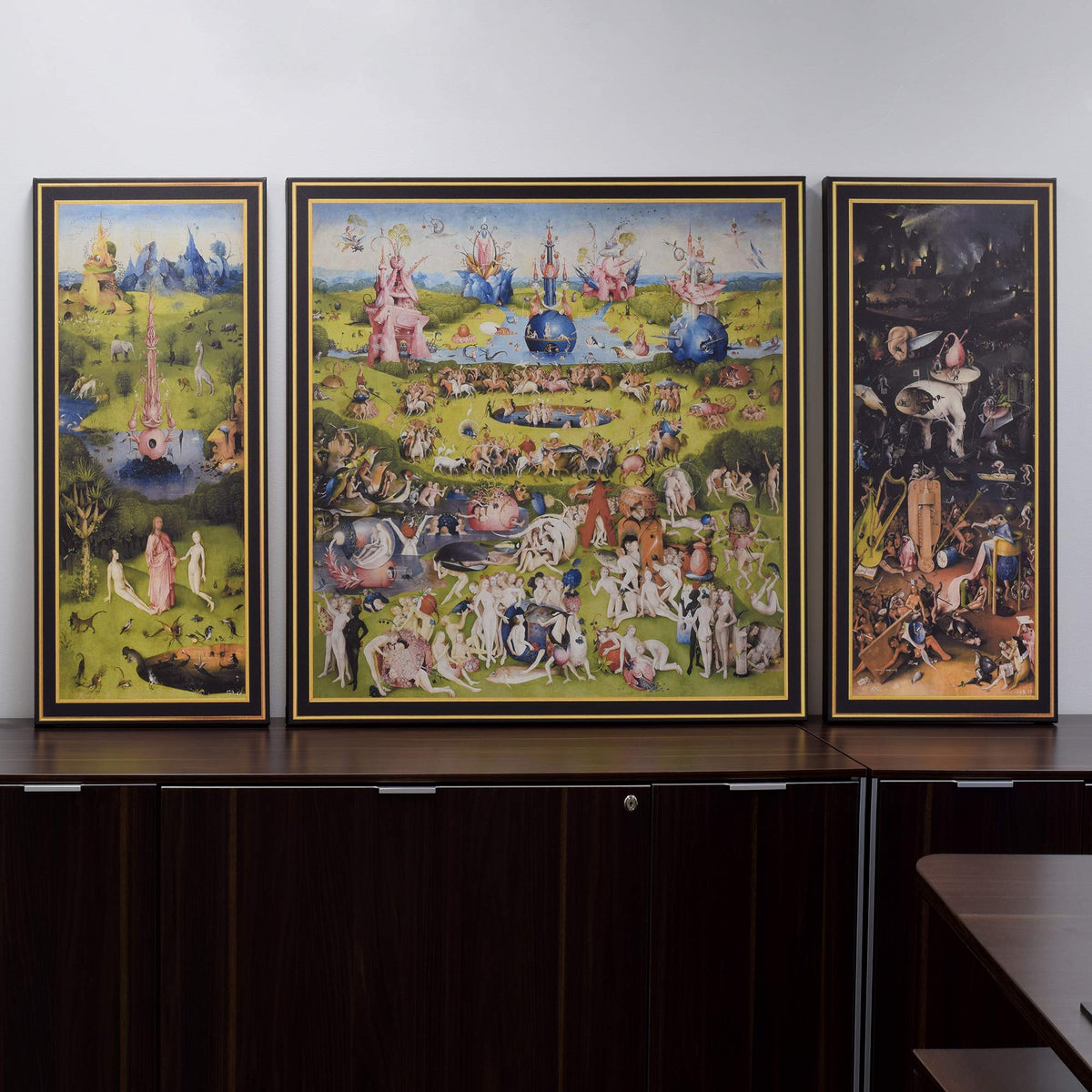 Artcanvas The Garden Of Earthly Delights 1515 Canvas Art Print By Hieronymus Bosch With Printed Gold Frame - 76'' X 40'' (1.50''