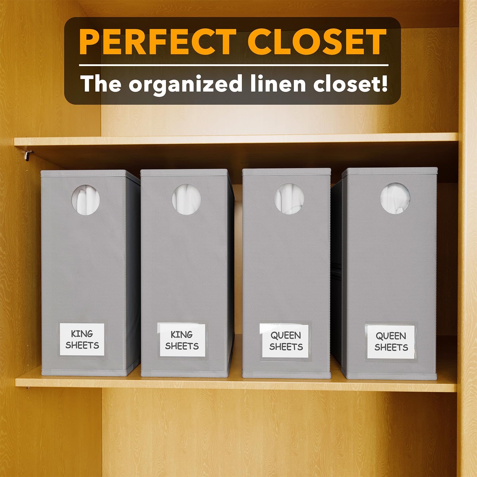 SpaceAid 4 Pack Bed Sheet Organizers and Storage, Foldable Sheet Organizer for Linen Closet, Sheets Set Folder Keeper with Windo