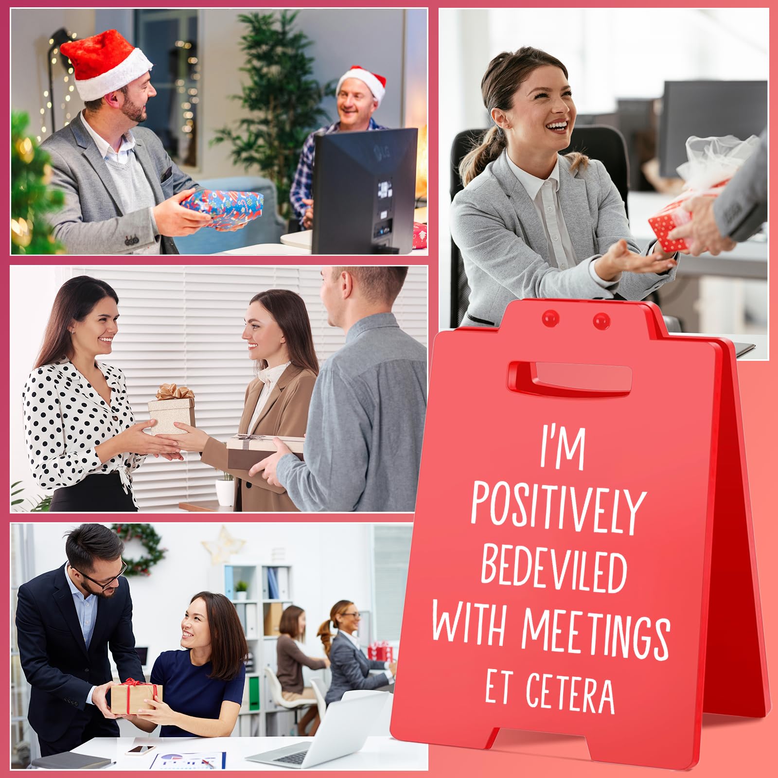 Sarcastic Gifts for Coworkers, Teammates,Friends | Positively Bedeviled with Meetings Et Cetera | Cute Office Decor for Work Des