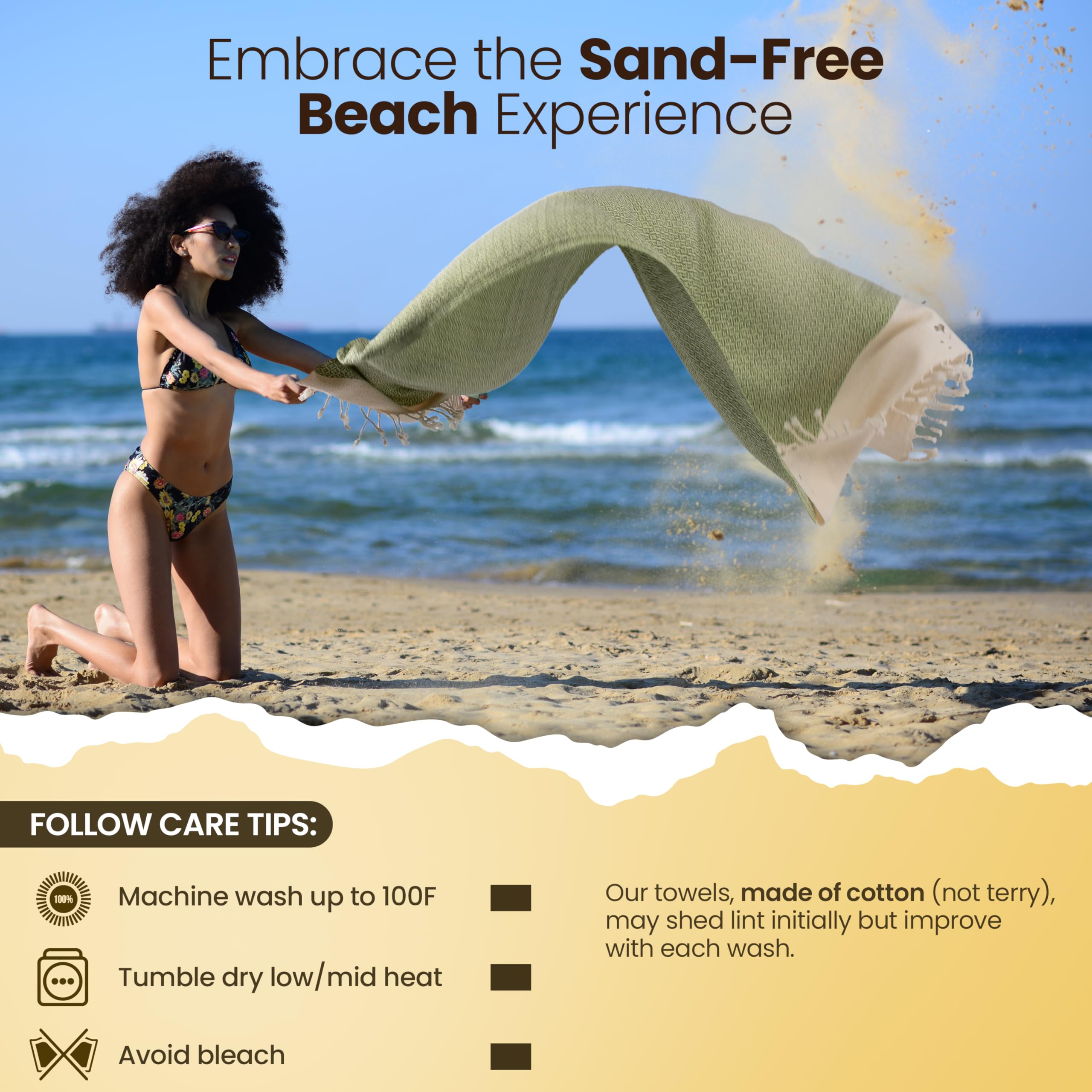 Gold Case Turkish Beach Towel Set Of 4-100% Cotton Beach Towels Oversized 67 X 38''- Zeus Extra Large Beach Towels - Quick Dry &