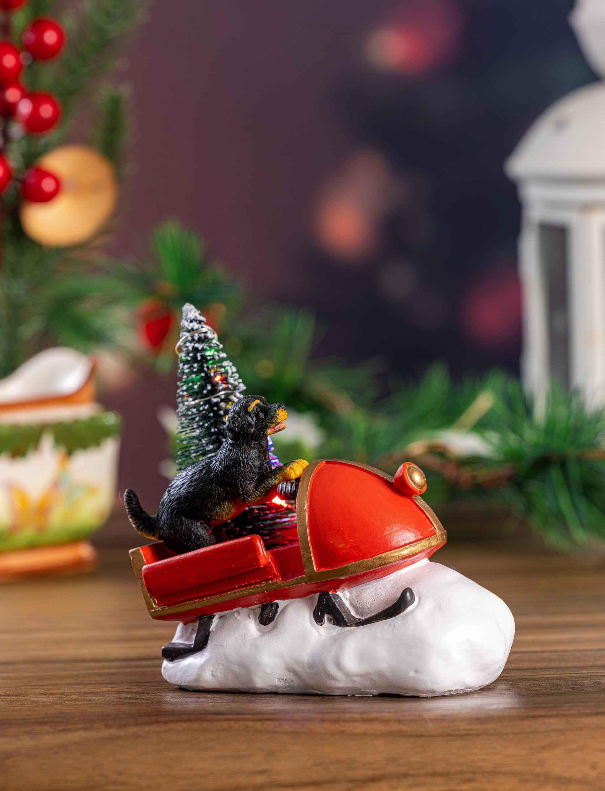 Hyrslnev Christmas Village, sled Dog Lights up The Christmas Tree, Suitable for Christmas Parties, New Year Home Decoration, etc