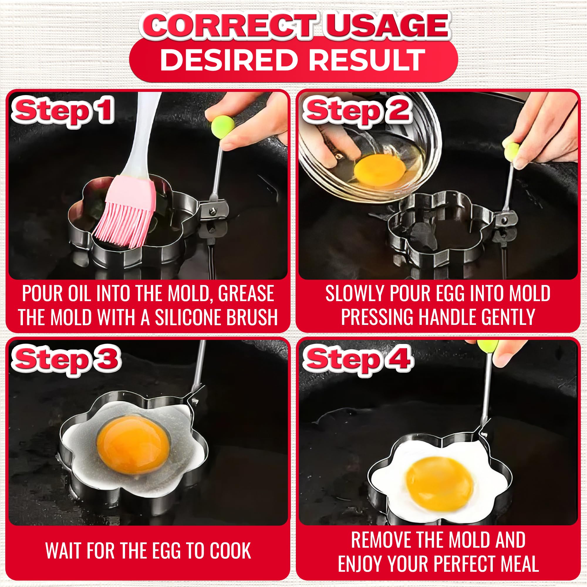5Pcs Stainless Steel Ring Molds For Cooking Egg - Pancake Shapes Cooking Rings Egg Rings For Frying Eggs Round Egg Cooker Ring -