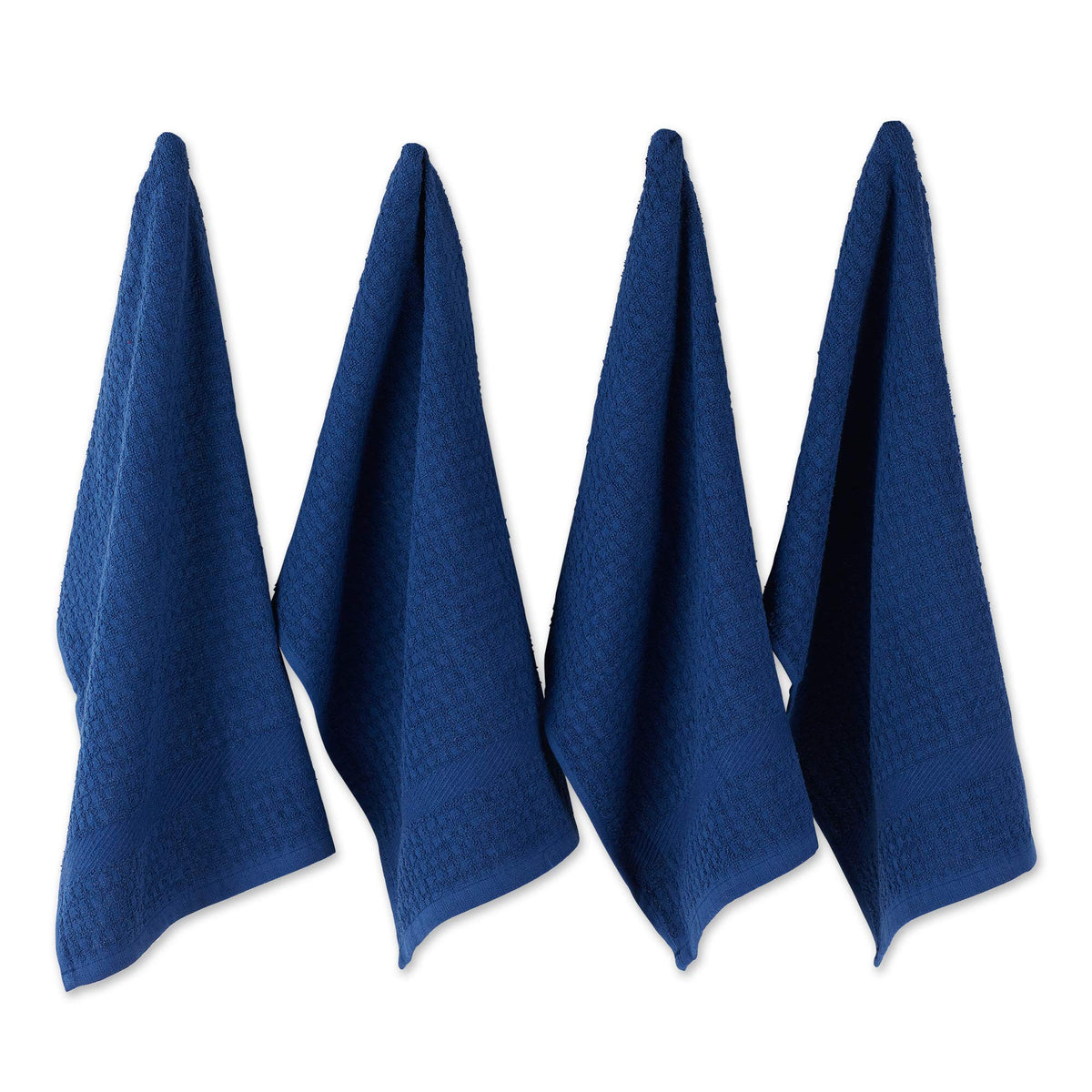 Dii Basic Terry Collection Waffle Dishtowel Set, 15X26, Solid Nautical Blue, 4 Piece