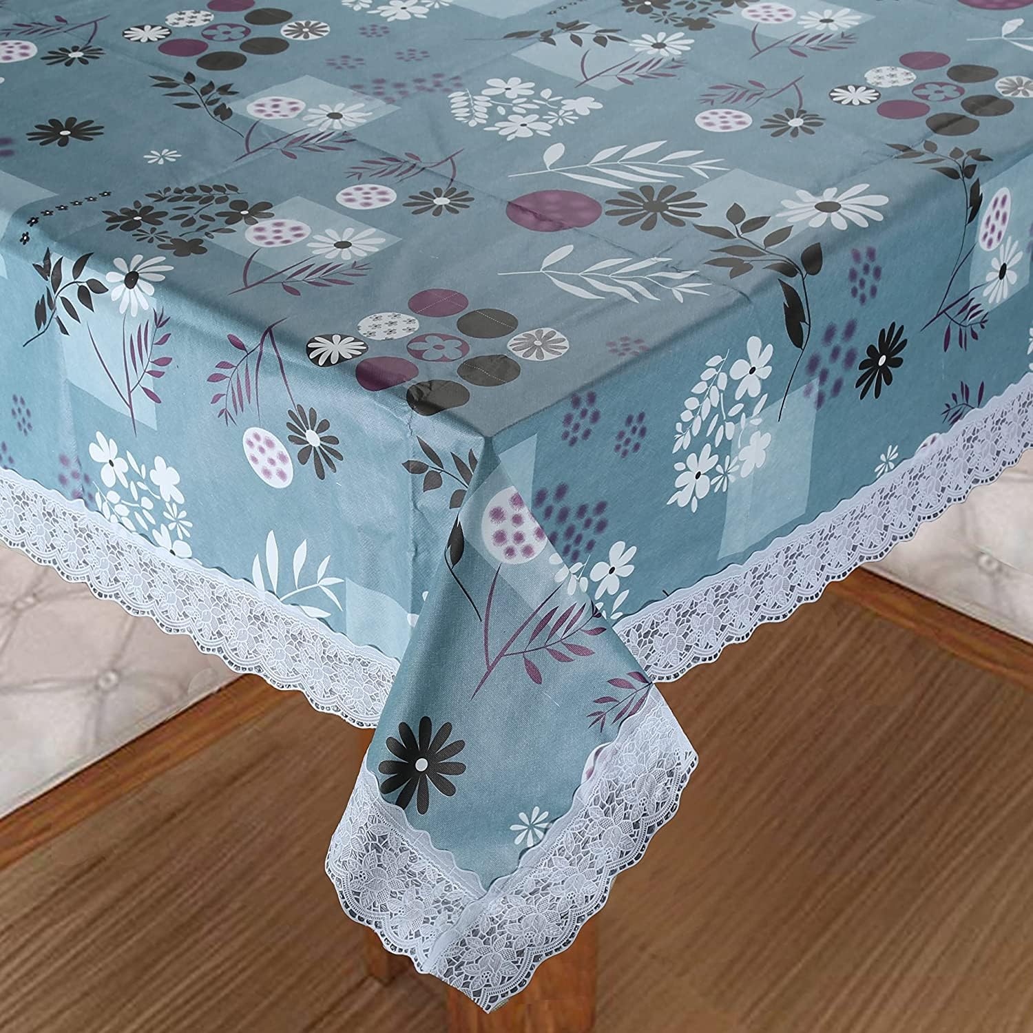 Cread Craft Dining Table Cover|Circle Design & Water Proof PVC Material|Heat Resistant for 4 Seater CC021