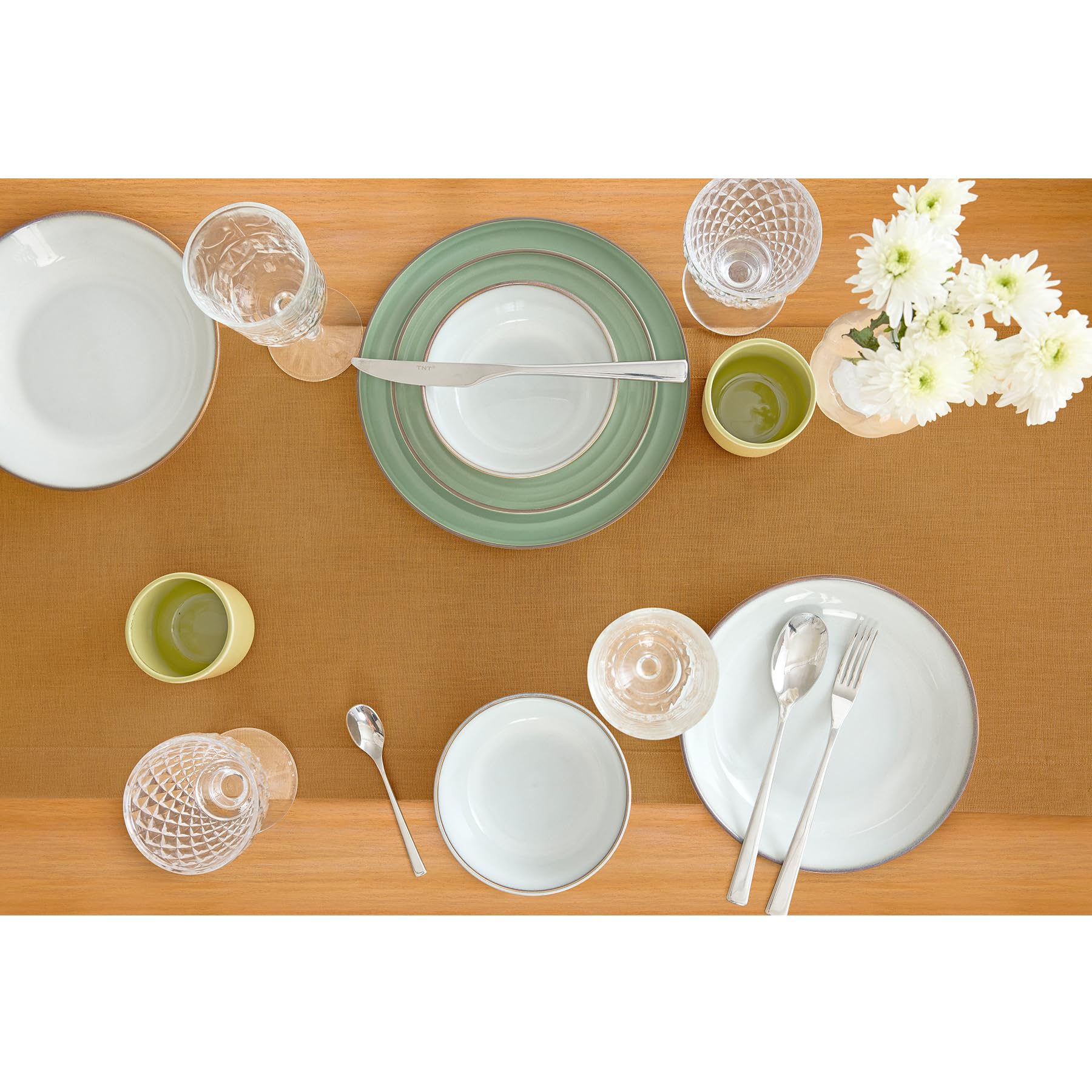 Solino Home Linen Table Runner 60 Inches - 100% Pure Linen Caramel Table Runner 14 x 60 Inch Ideal for Dresser and Coffee Tables
