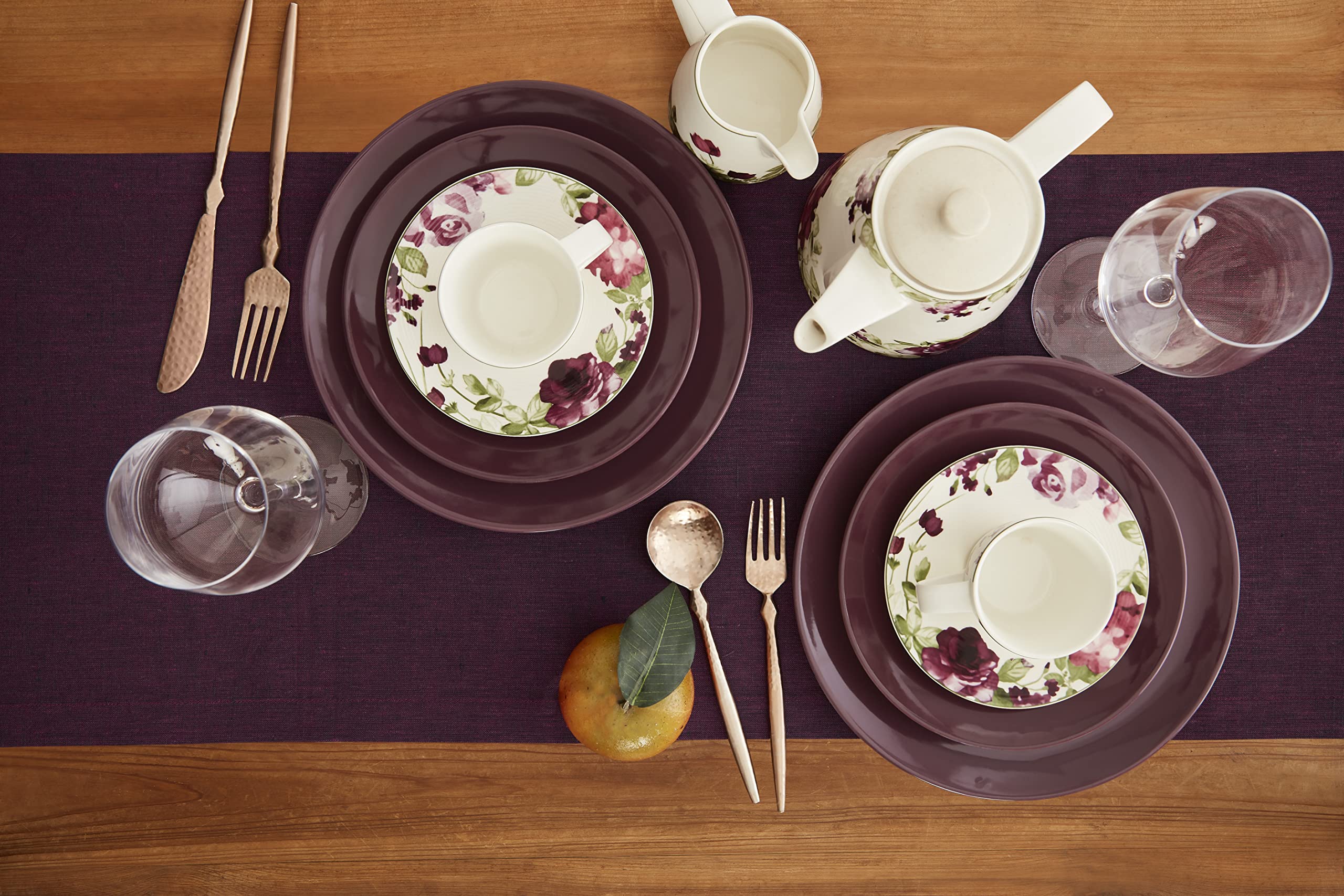 Solino Home Linen Chambray Burgundy Table Runner 132 Inches Long - Athena, 100% Pure Linen 14 x 132 Inch Table Runner for Fall,