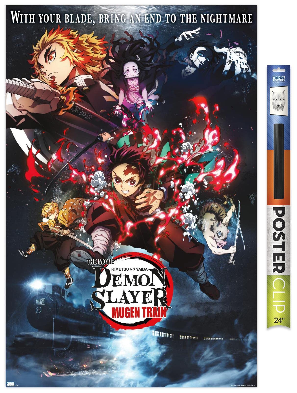Trends International Demon Slayer: Mugen Train - Collage One Sheet Wall Poster, 22.37'' X 34.00'', Poster & Clip Bundle