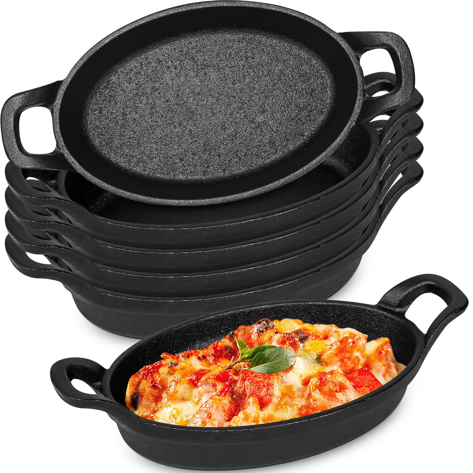 Mini Cast Iron Skillets Set of 6, 6 x 4 x 1.2 Inch Small Cast Iron Pan