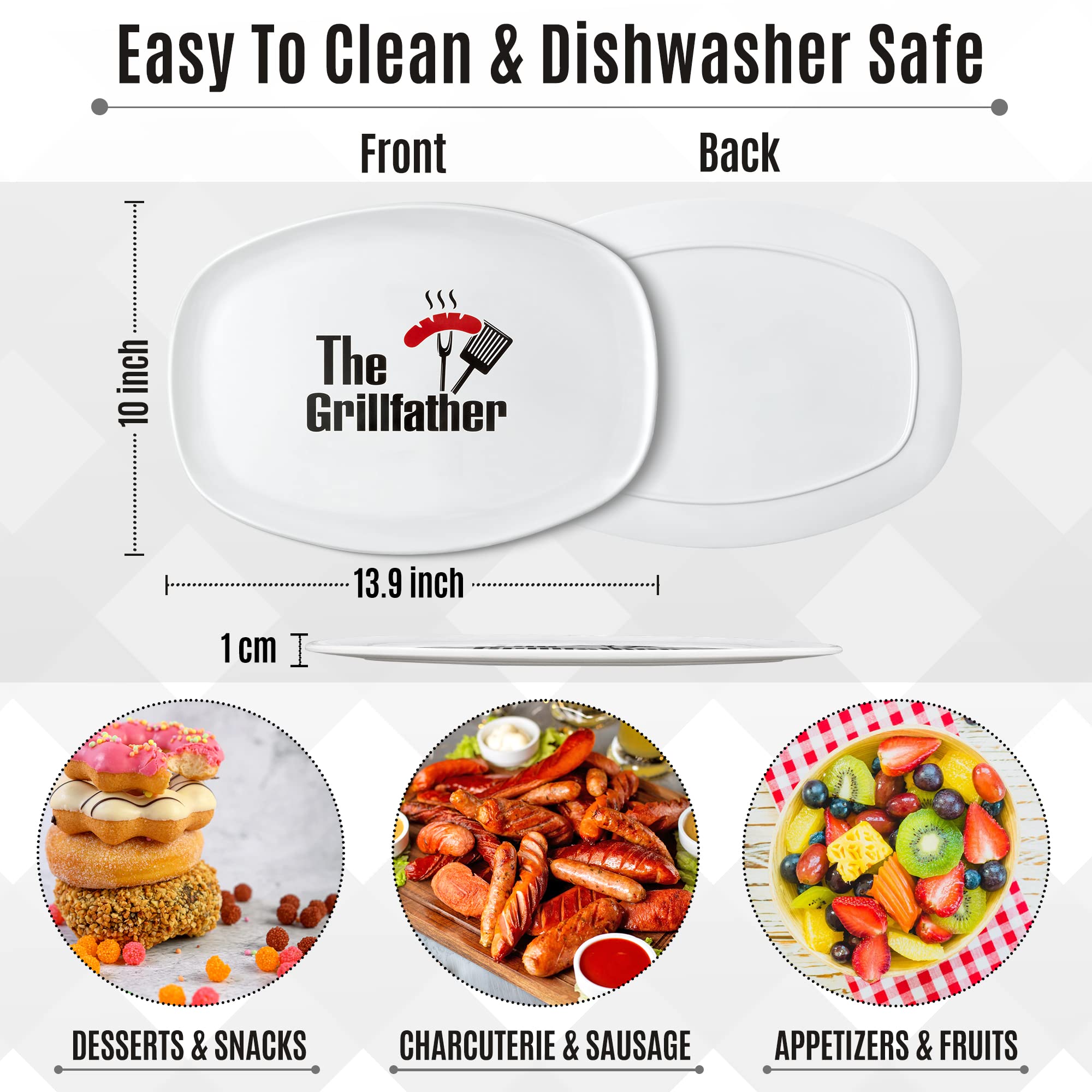 R Horse Resin Oval Platter For Father'S Day, Bbq Serving Dish, Large 14 X 10 X 0.4 Inches, Ideal Gift For Grill Master, Microwav