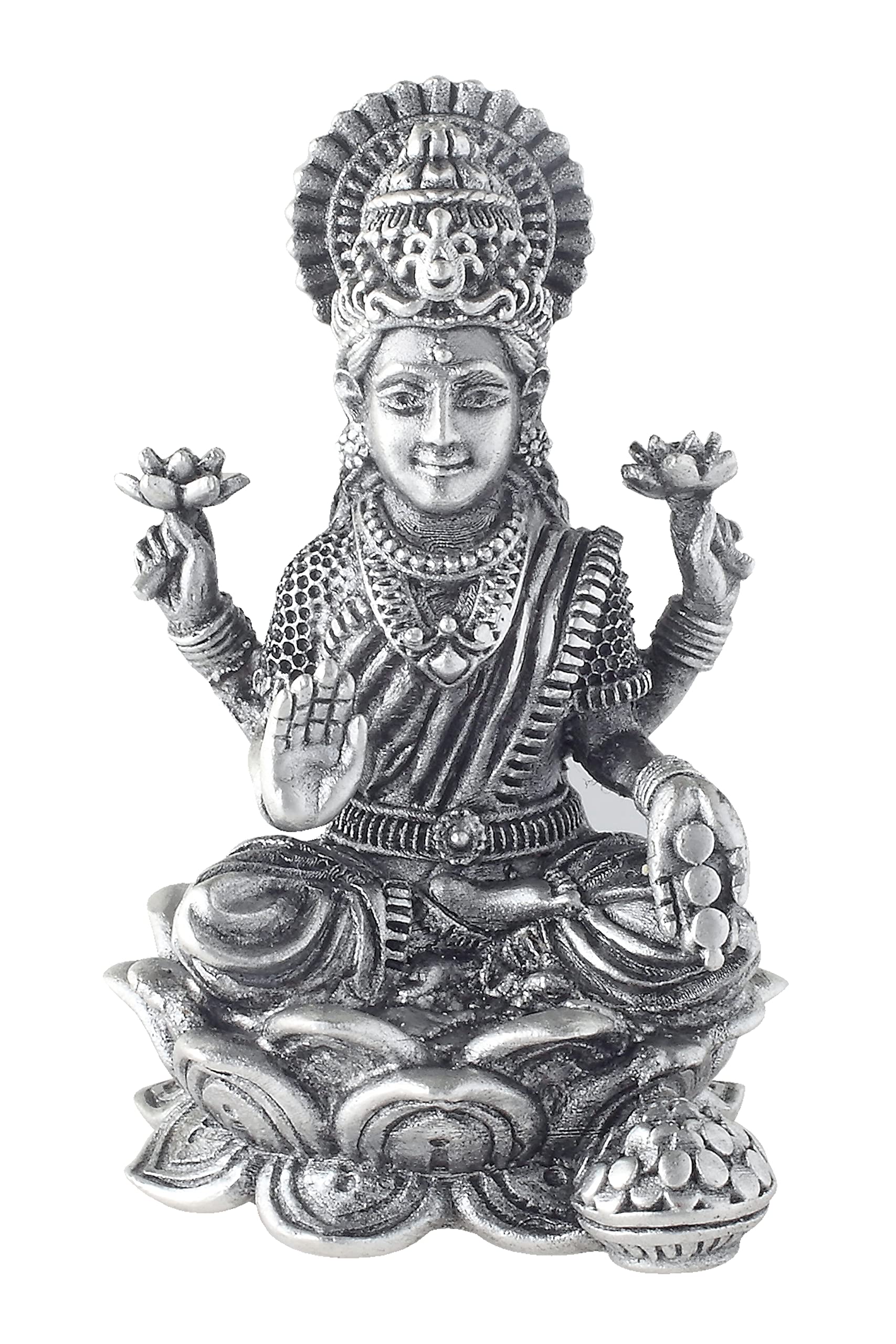Prd Caratcafe Silver Laxmi Murti For Car Dashboard, Home & Office Use Made In Pure 925 Solid Chandi Metal Idol Of Maa Lakshmi. A