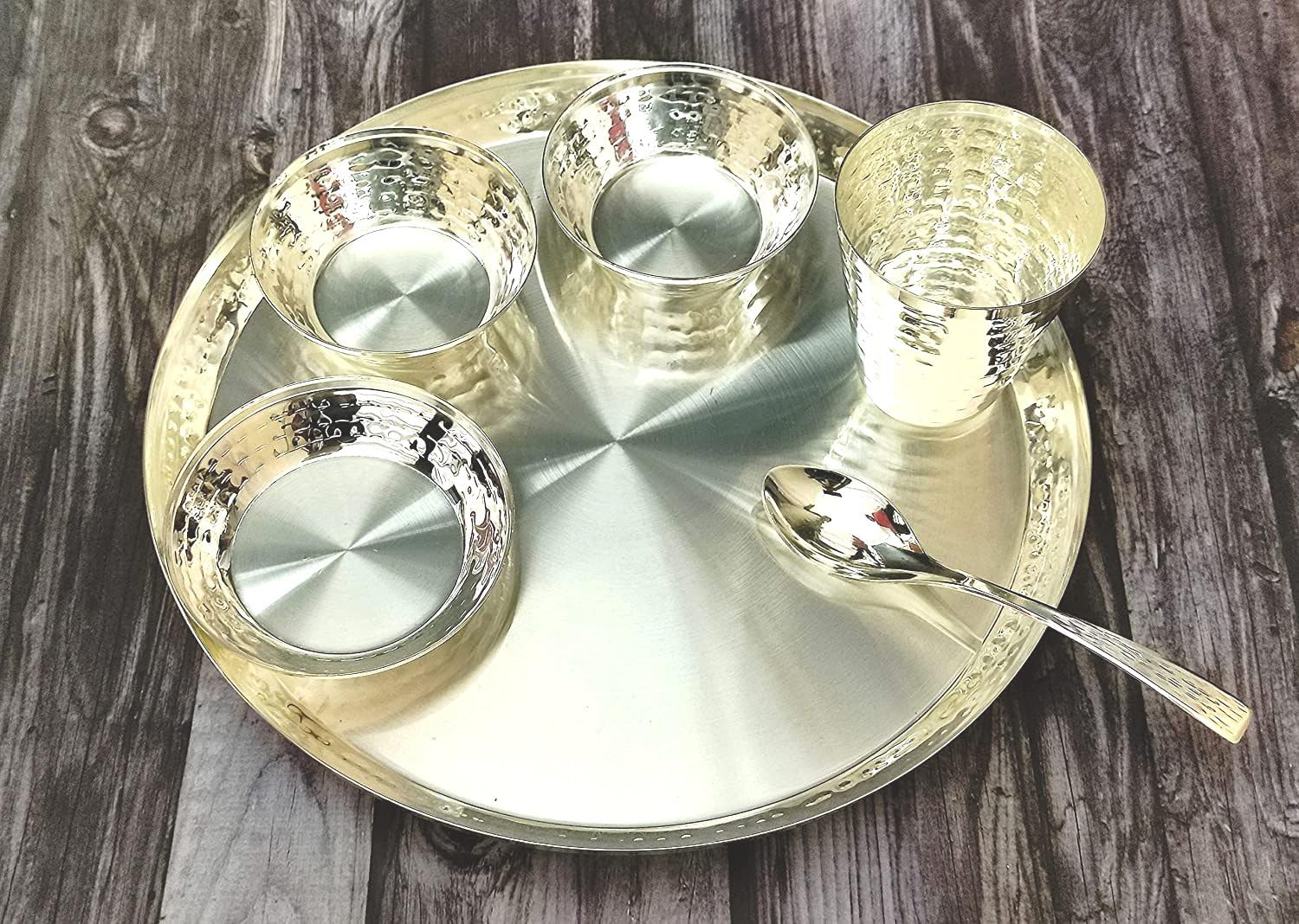 Bengalen Silver Plated Dinner Set 12 Inch For Gift Baby Rice Ceremony Annaprashan Sanskar Kids Birthday For Boys Girls Home Deco