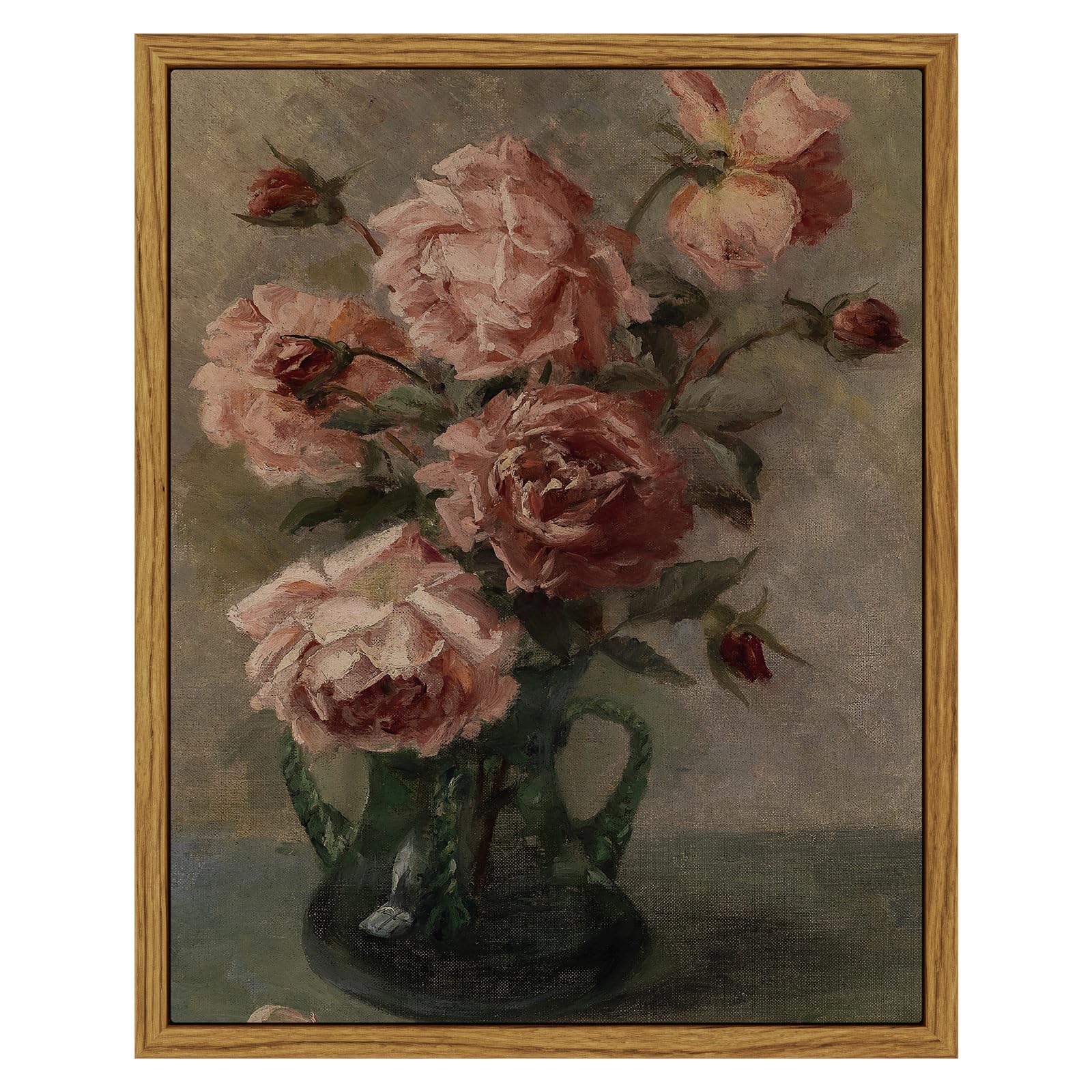 Insimsea Framed Wall Art For Living Room Flower Wall Art Home Decor Roses In Vase Vintage Paintings Large Canvas Prints Botanica