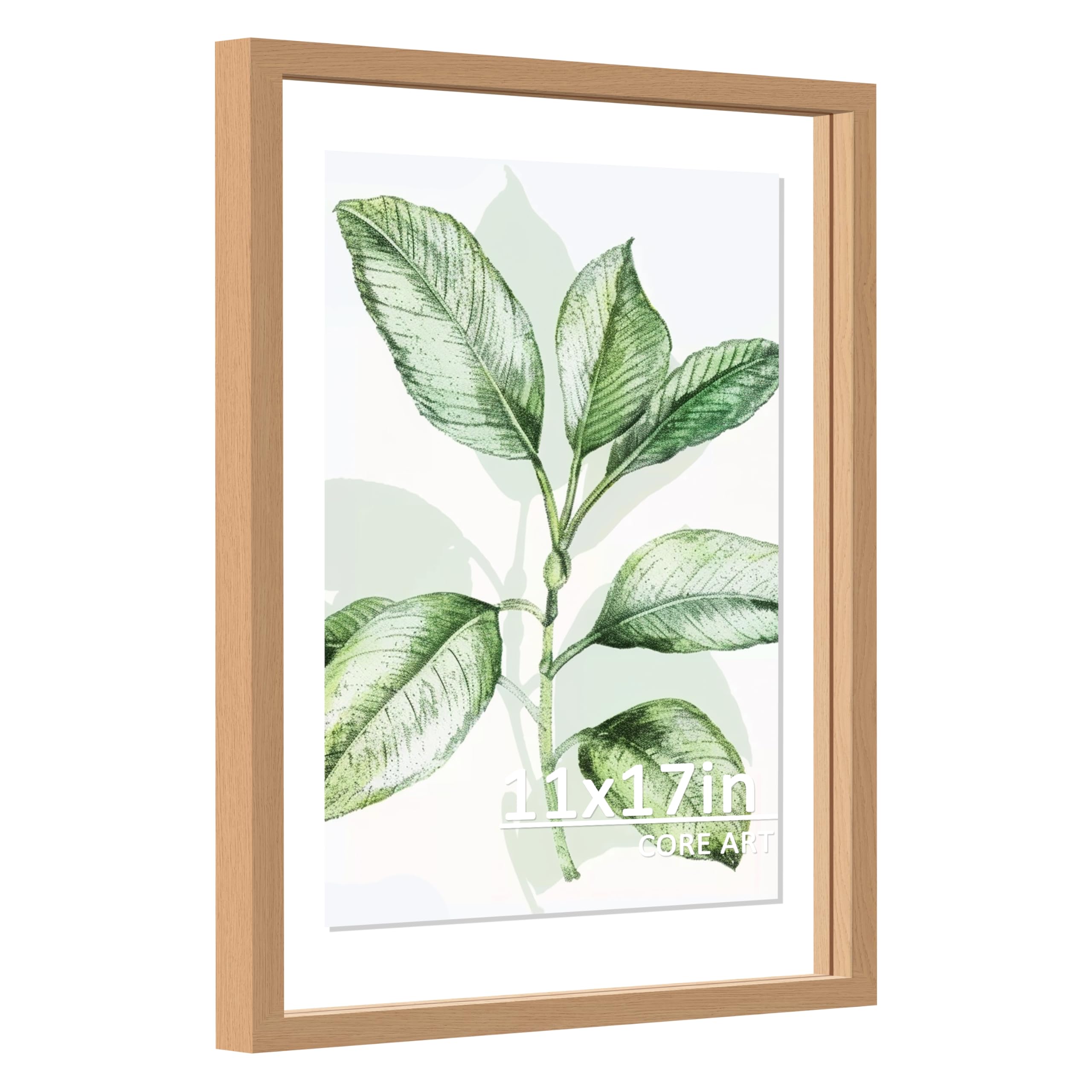CORE ART 11x17 Floating Picture Frame,Double Plexglass Floating Frame for 9x15,8x10,8.5x11 Pictures,Wall or Tabletop Display,Nat