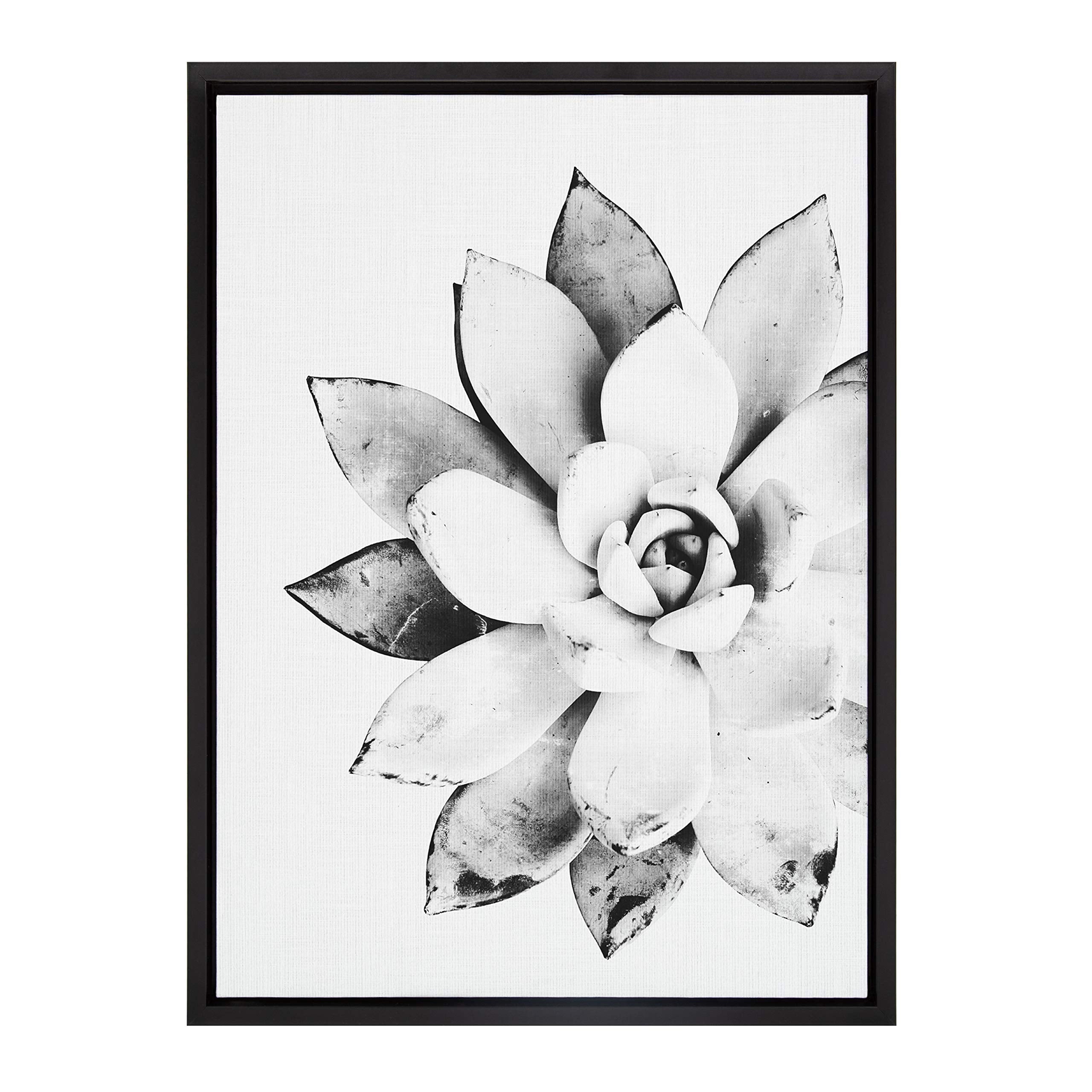 Kate And Laurel Sylvie Black And White Modern Succulent Print Framed Canvas Wall Art By Simon Te Tai, 18X24 Black