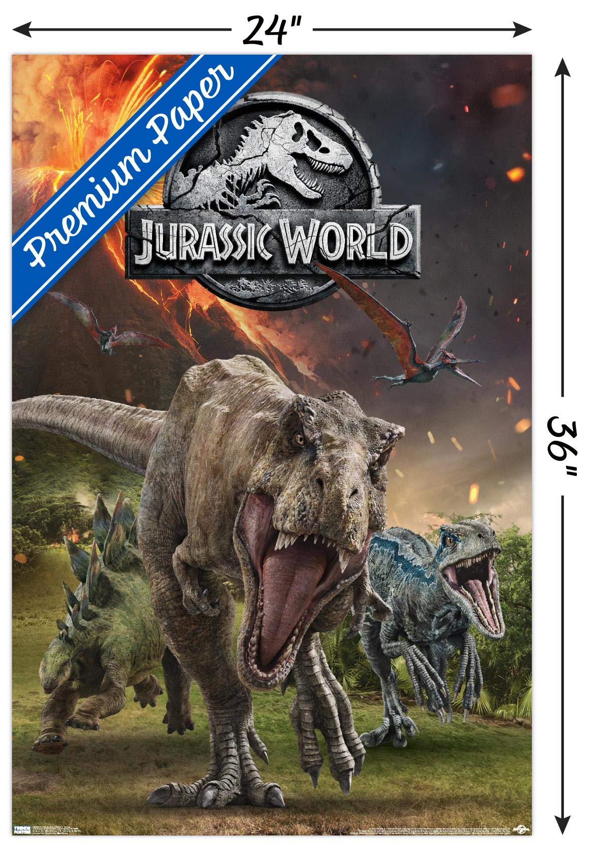 Trends International 24X36 Jurassic World: Fallen Kingdom - Group Wall Poster, 24'' X 36'', Premium Unframed Version