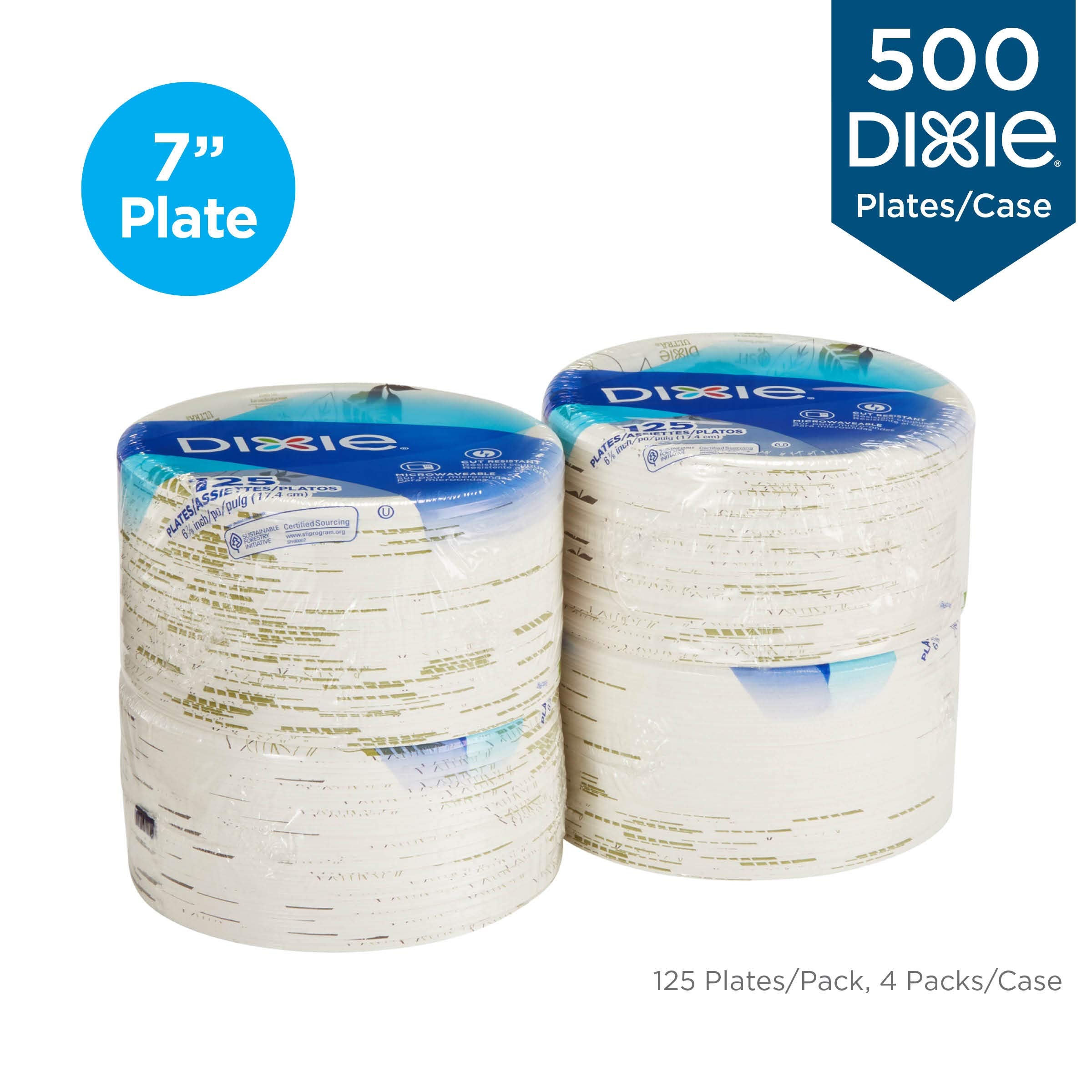 Dixie 6.875 Medium-Weight Paper Plates By Gp Pro, Pathways Design, 500 Count (125 Disposable Plates Per Pack, 4 Packs Per Case