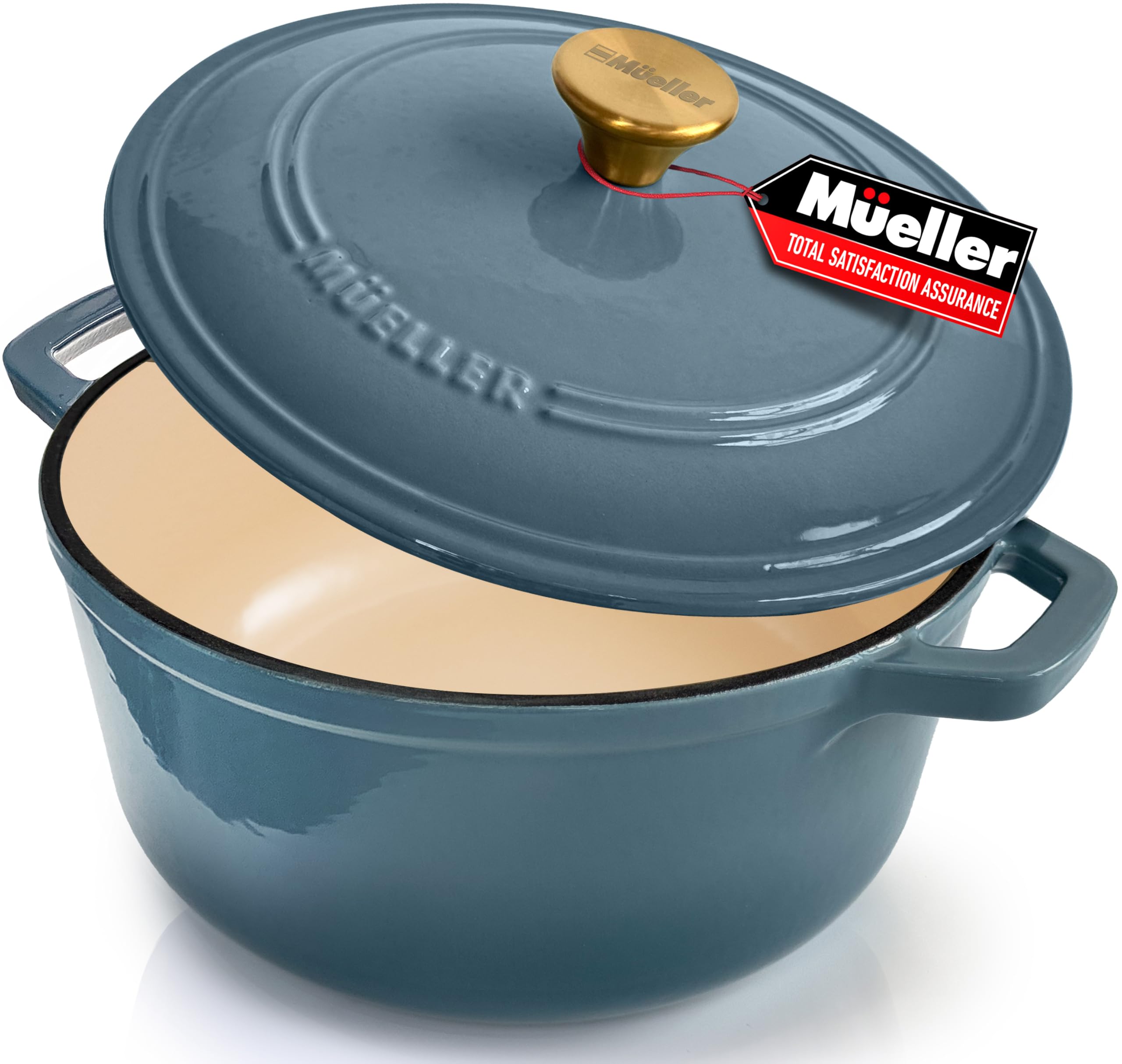 Cast Iron Pot Dutch Oven, Heavy-Duty, Oven-Safe up to 500 F & Across All Cooktops, Bread Pan with Lid & Knob, Cast Iron Cookware