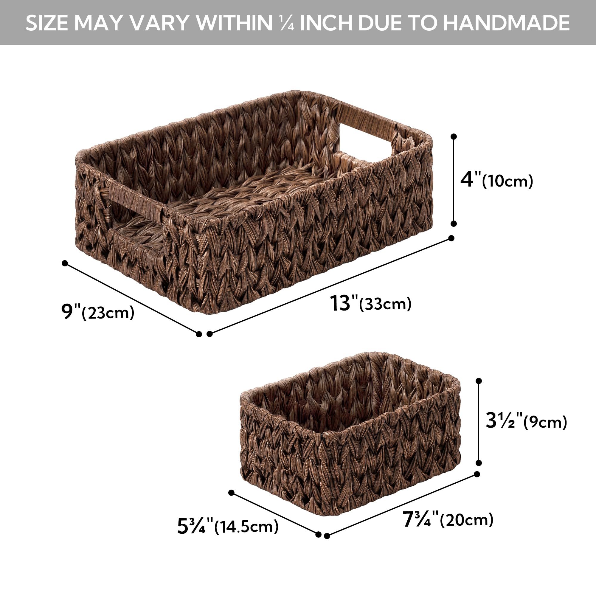 GRANNY SAYS Wicker Baskets for Organizing  Nesting Storage Baskets for Shelves  1 Large and 2 Small Wicker Baskets Waterproof  Brown  3-Pack