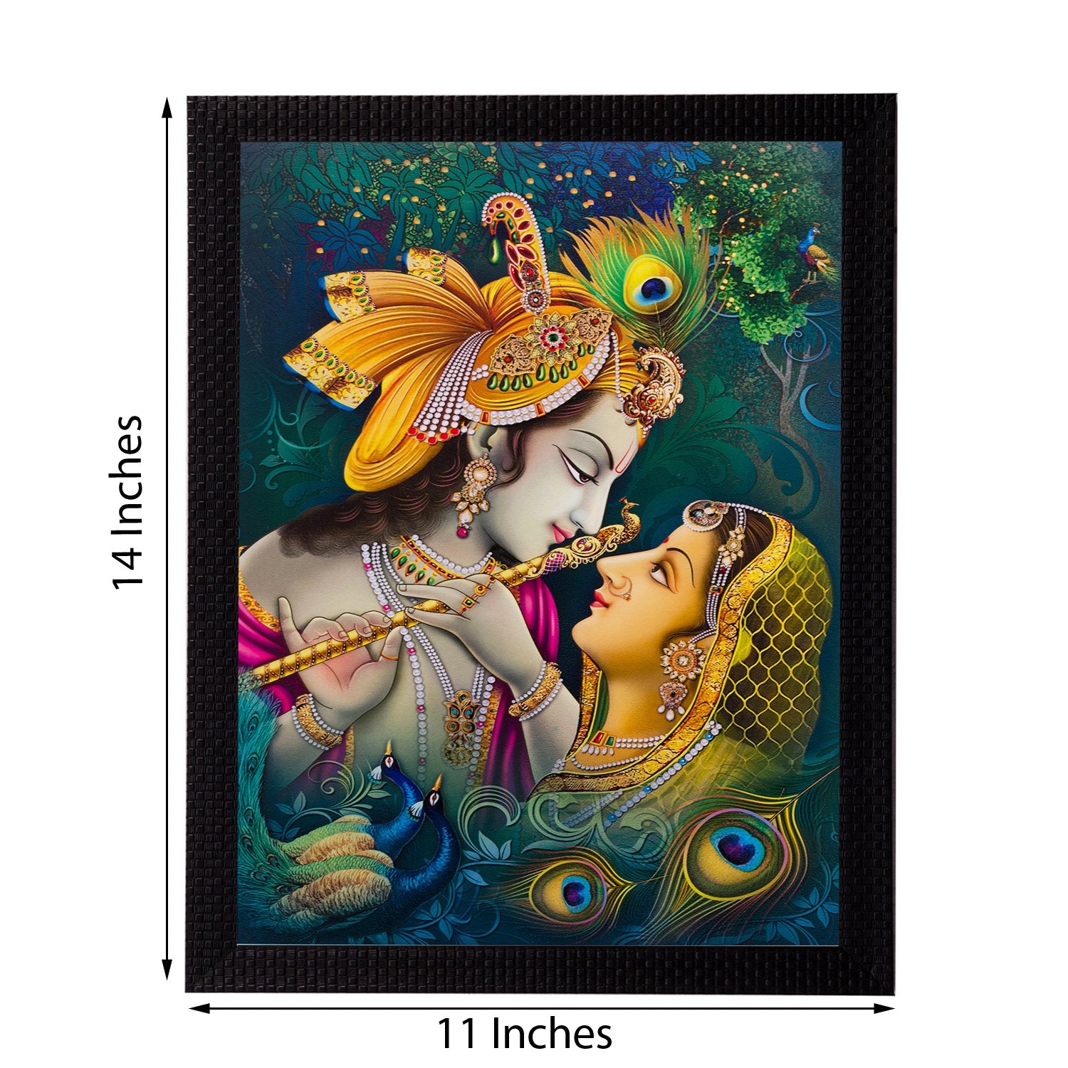Ecraftindia Radha Krishna Matt Textured Framed Uv Art Painting
